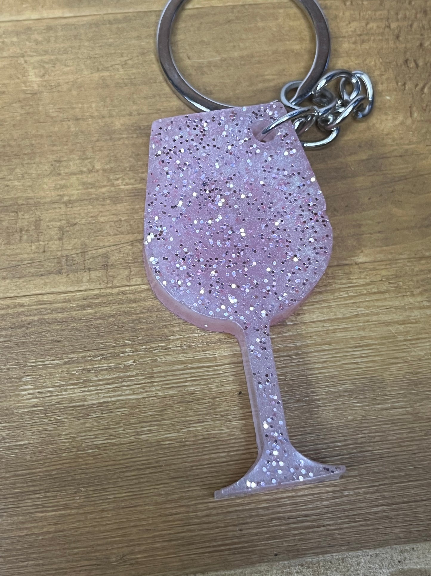 Sparkly Pink Wineglass Keychain, Glitter Bling Accessory, Hen Party Bridesmaid Gift