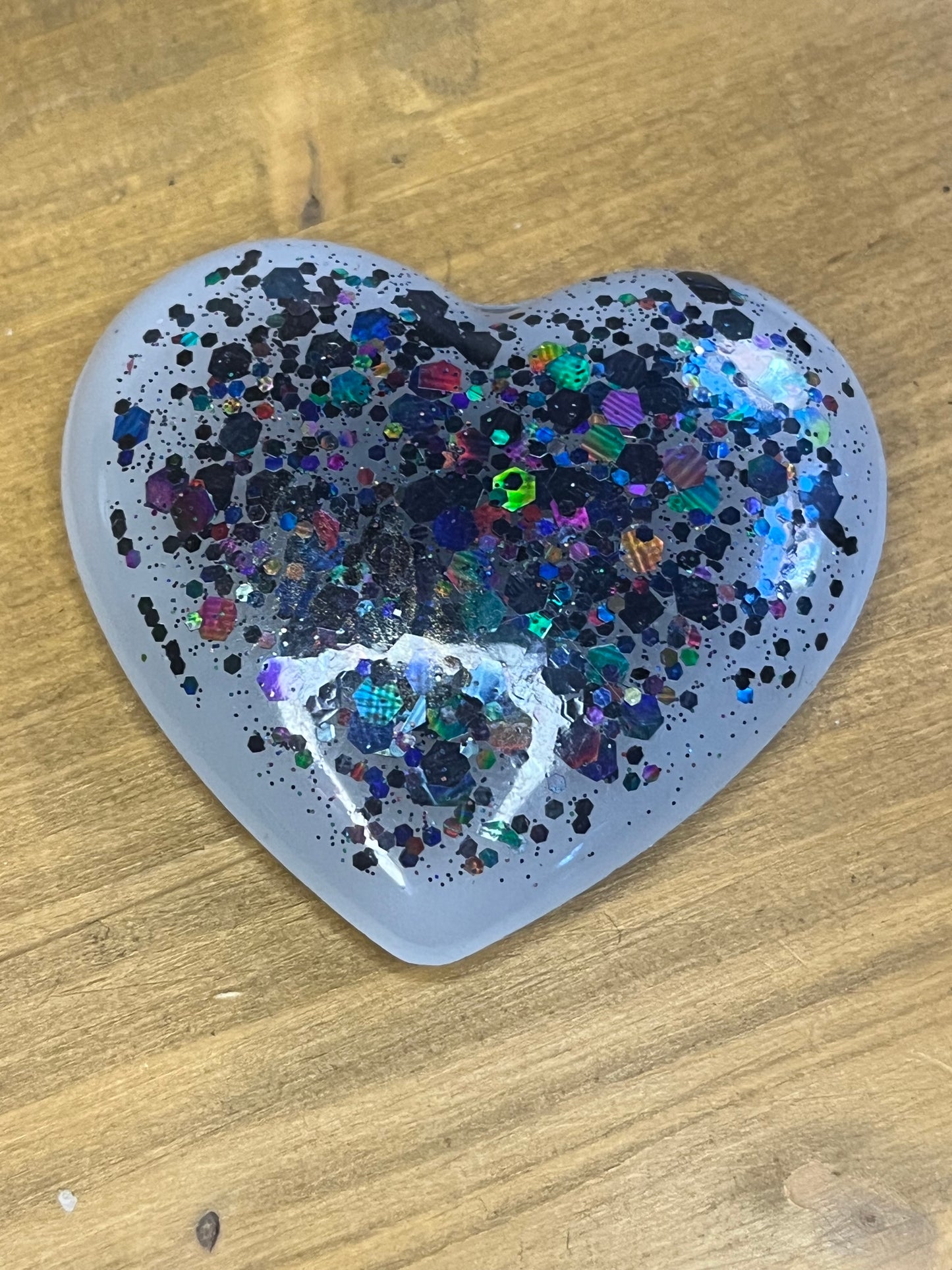 Handmade Heart Fridge Magnets, Black Glitter Accent, Kitchen Accessory