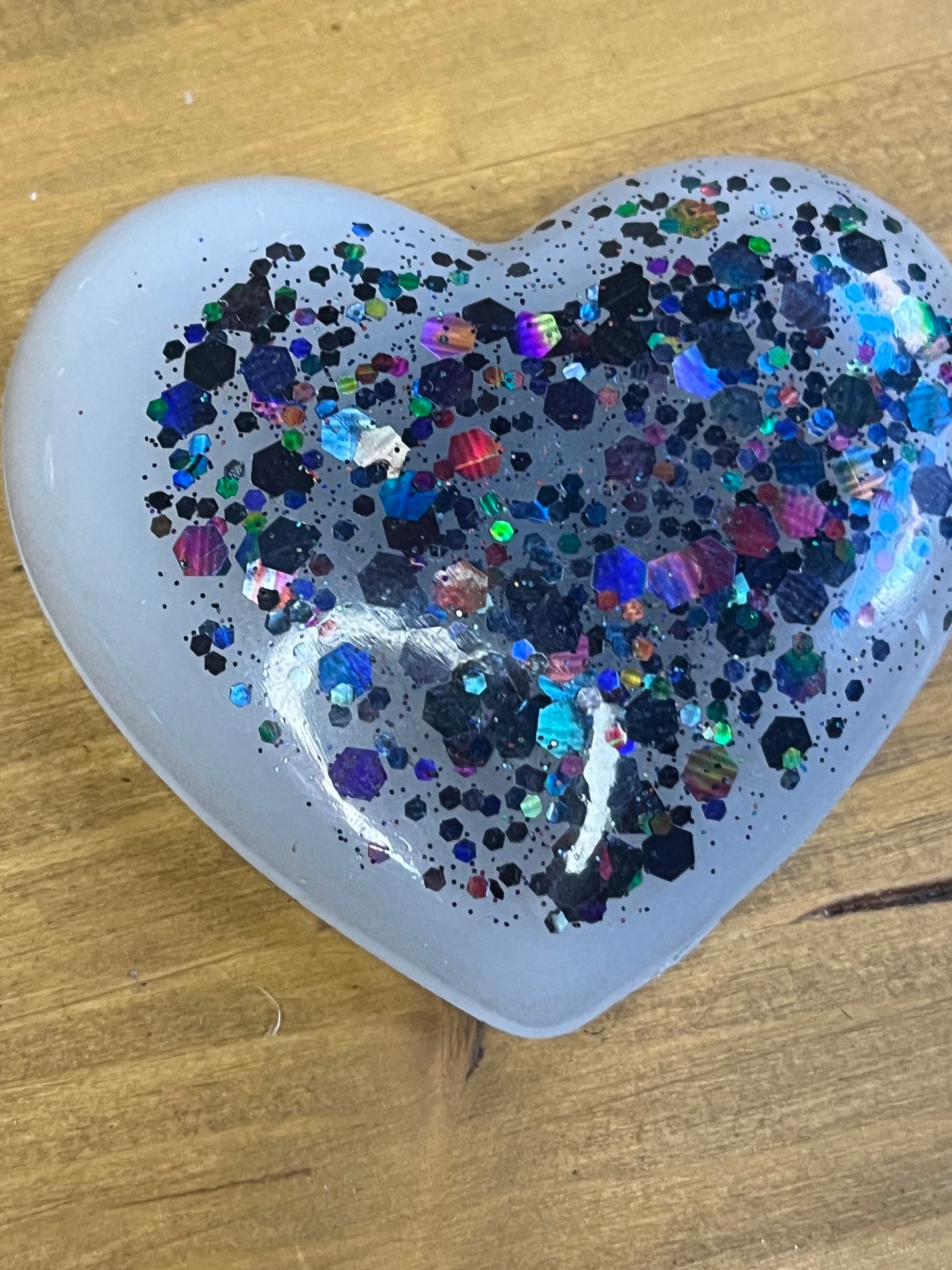 Handmade Heart Fridge Magnets, Black Glitter Accent, Kitchen Accessory