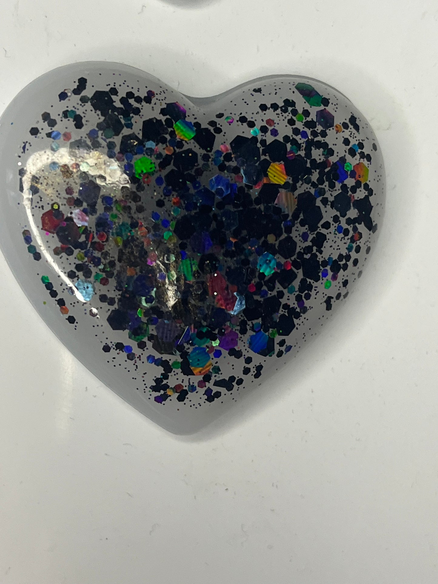 Handmade Heart Fridge Magnets, Black Glitter Accent, Kitchen Accessory