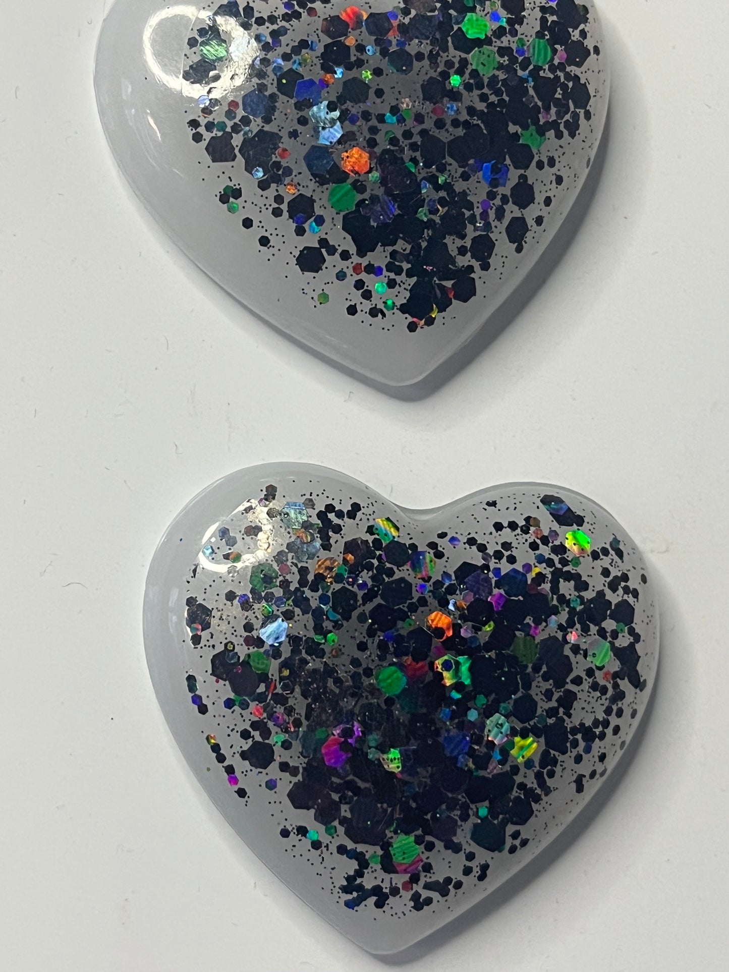 Handmade Heart Fridge Magnets, Black Glitter Accent, Kitchen Accessory