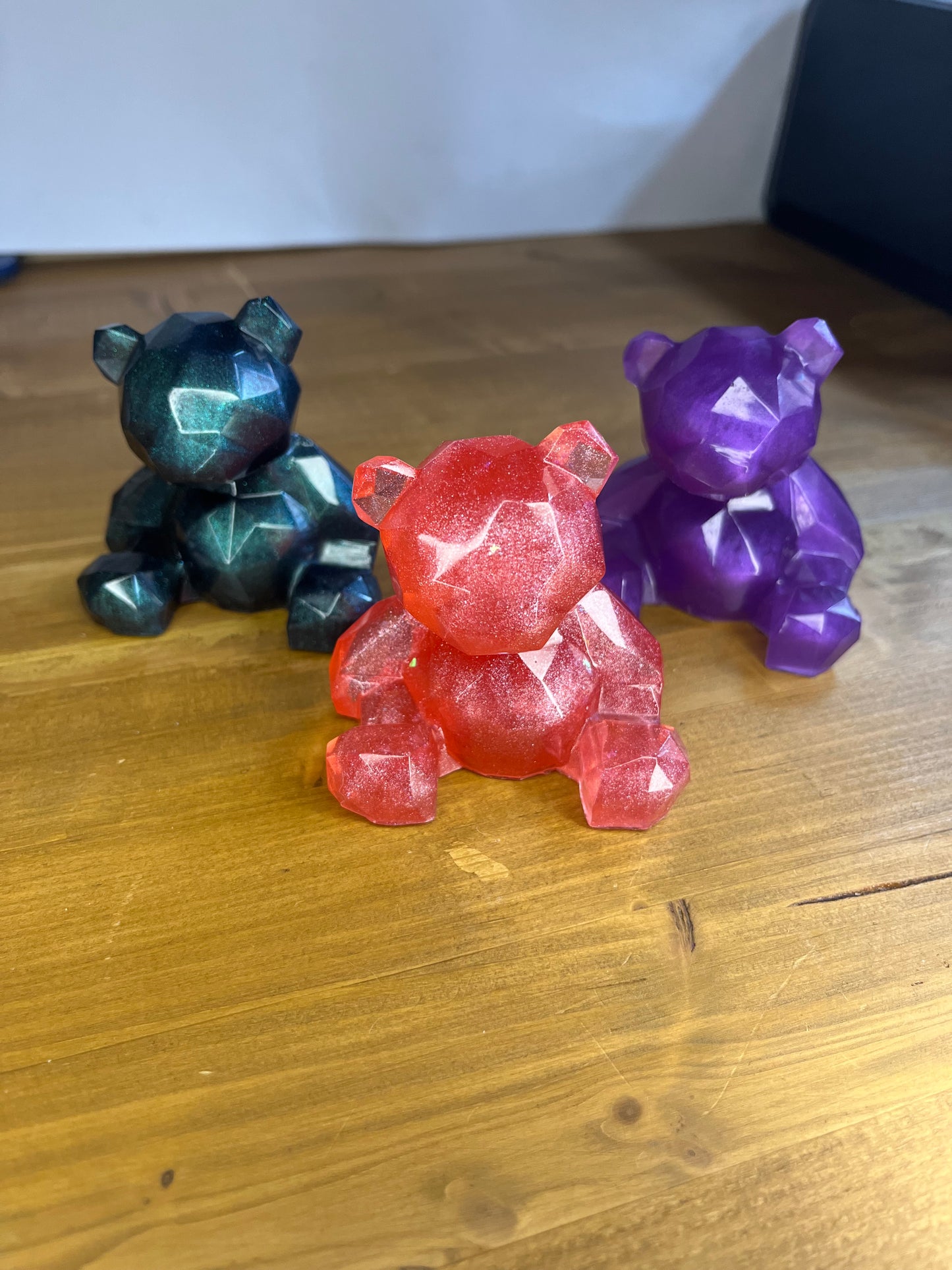 Resin Geometric Bear – Handmade 3 Colours Collectible Gift for  Art & Toy Lovers