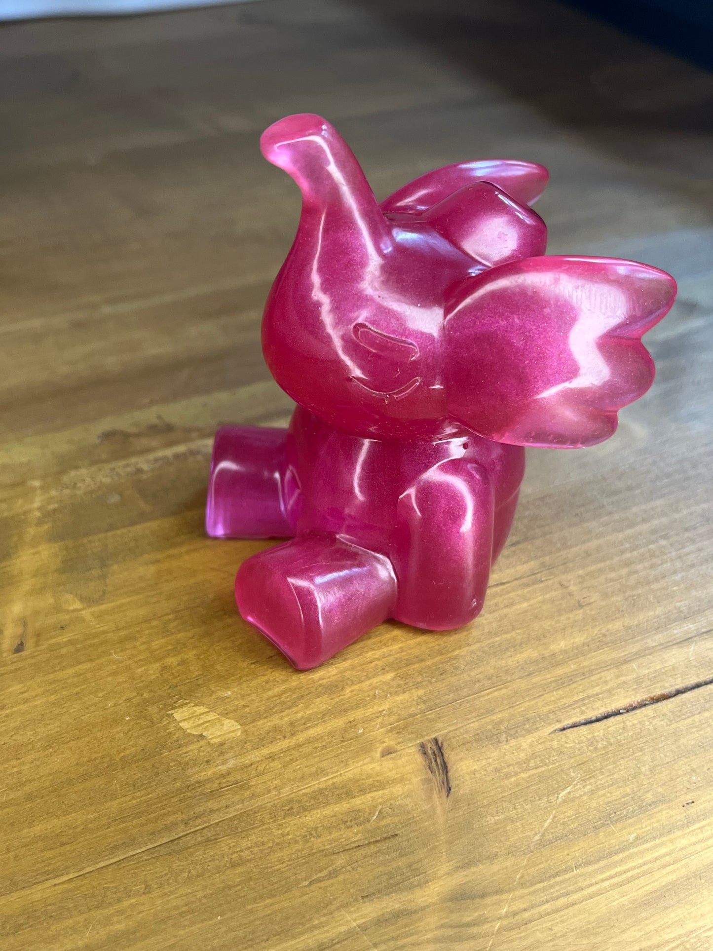 Pink Resin Elephant , Handcrafted Pocket Pet for Shelf Decor, Collectors & Thoughtful Gifts