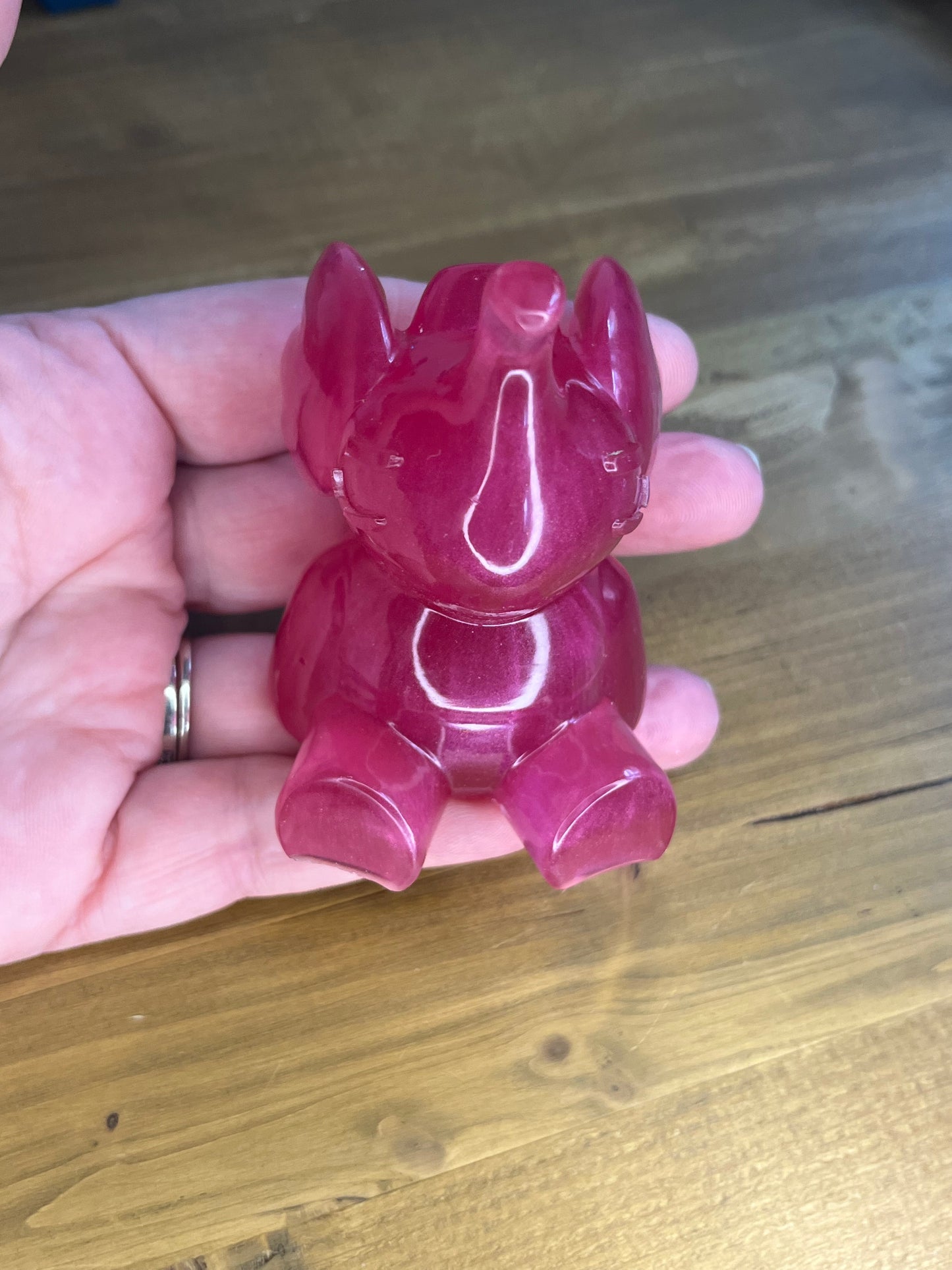 Pink Resin Elephant , Handcrafted Pocket Pet for Shelf Decor, Collectors & Thoughtful Gifts