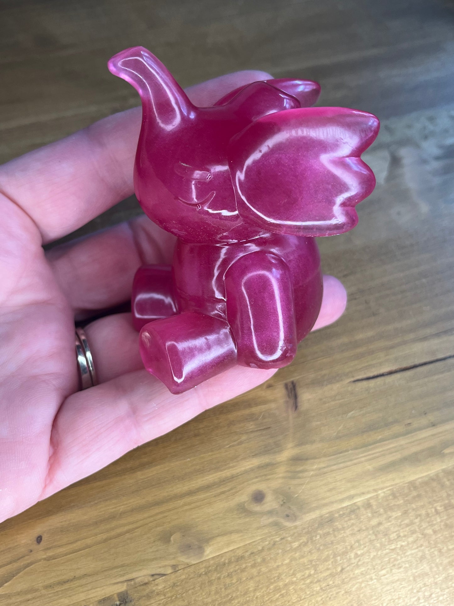Pink Resin Elephant , Handcrafted Pocket Pet for Shelf Decor, Collectors & Thoughtful Gifts