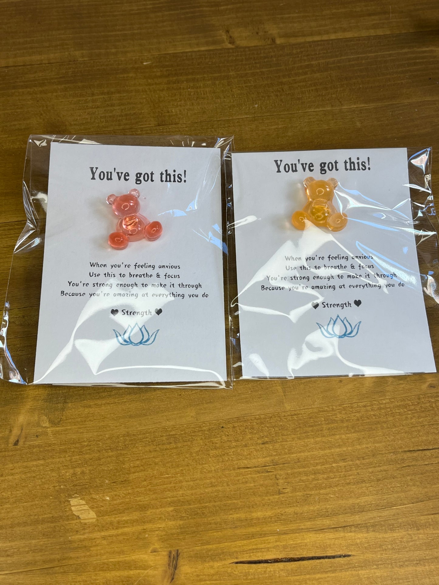 Inspirational Resin Bear Pin Badge on Card – Handcrafted Motivational Gift for Encouragement & Support