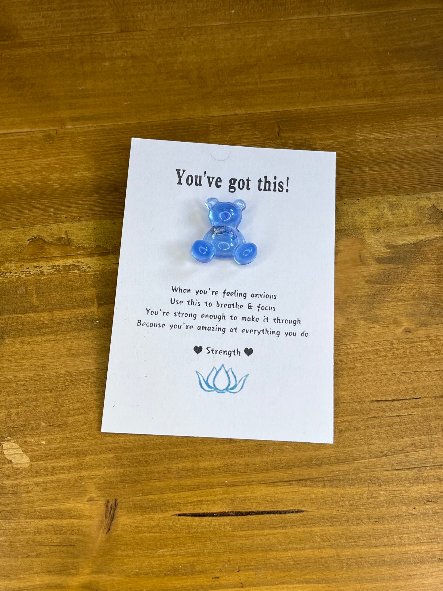 Inspirational Resin Bear Pin Badge on Card – Handcrafted Motivational Gift for Encouragement & Support