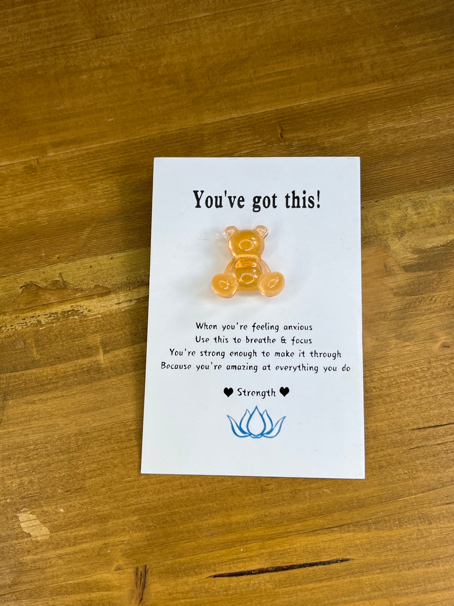 Inspirational Resin Bear Pin Badge on Card – Handcrafted Motivational Gift for Encouragement & Support