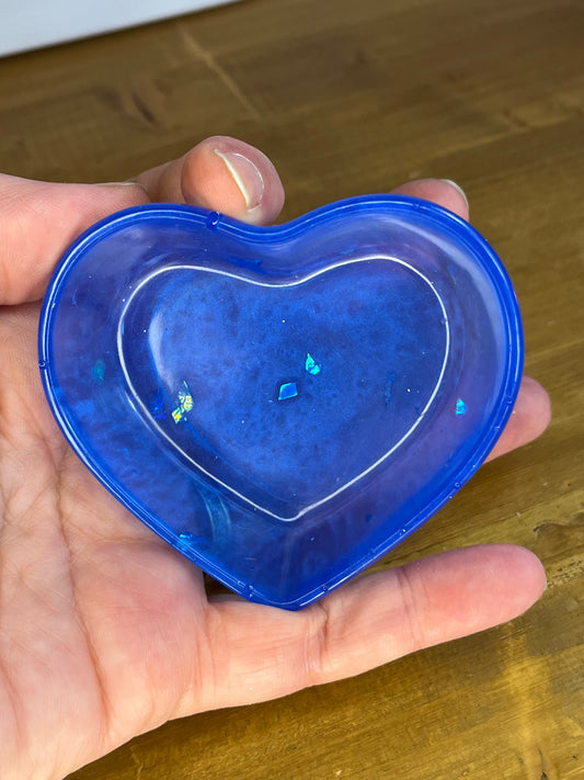 Blue Heart Dish, Handmade Resin Trinket Bowl with Decorative Decor