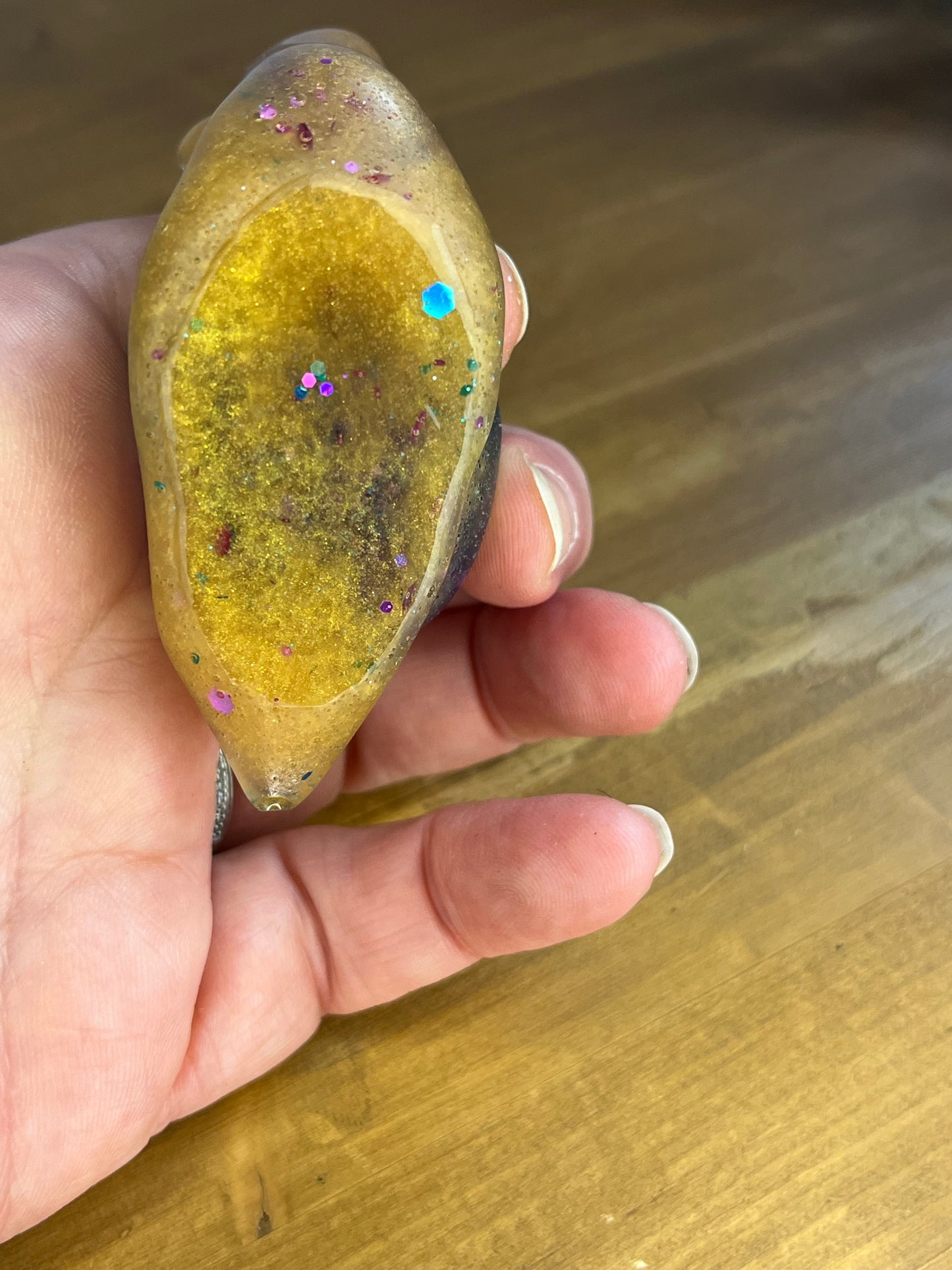 Handcrafted Yellow & Blue Glitter Resin Snail, Whimsical Collectible Figurine, for Garden or Nature Lovers