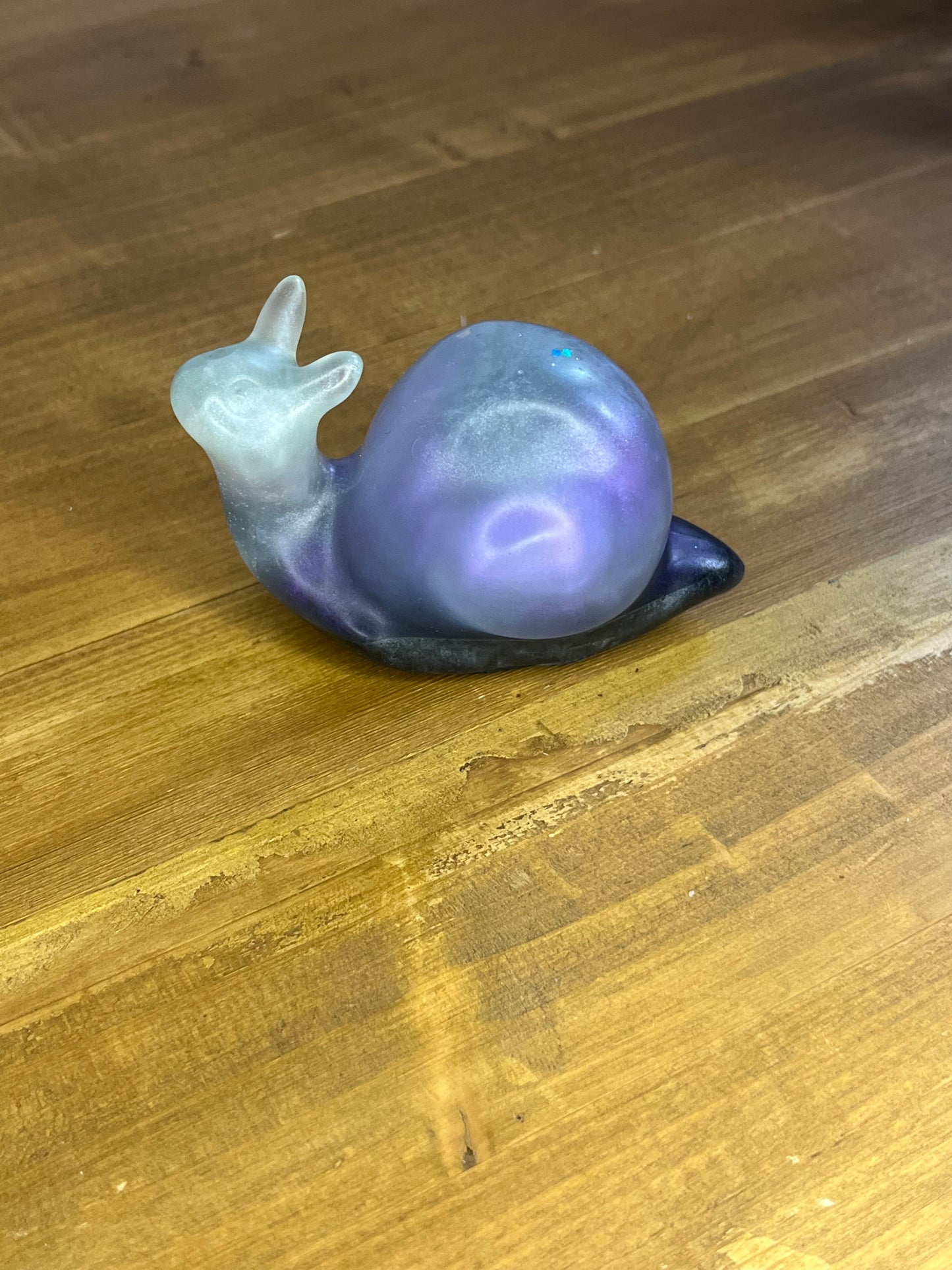 Handcrafted Resin Snail Figurine in Shades of Blue, Whimsical Collectible Gift for Nature Lovers, Handmade in UK