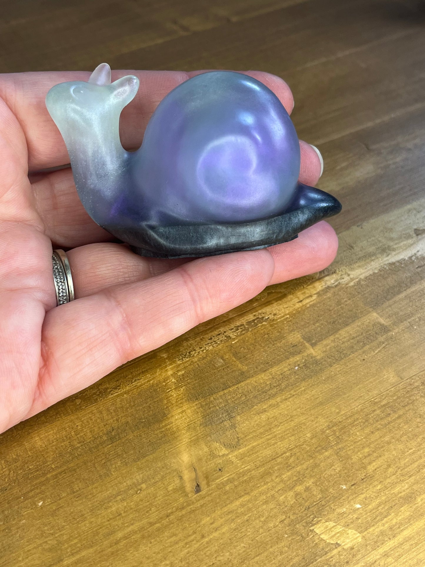 Handcrafted Resin Snail Figurine in Shades of Blue, Whimsical Collectible Gift for Nature Lovers, Handmade in UK