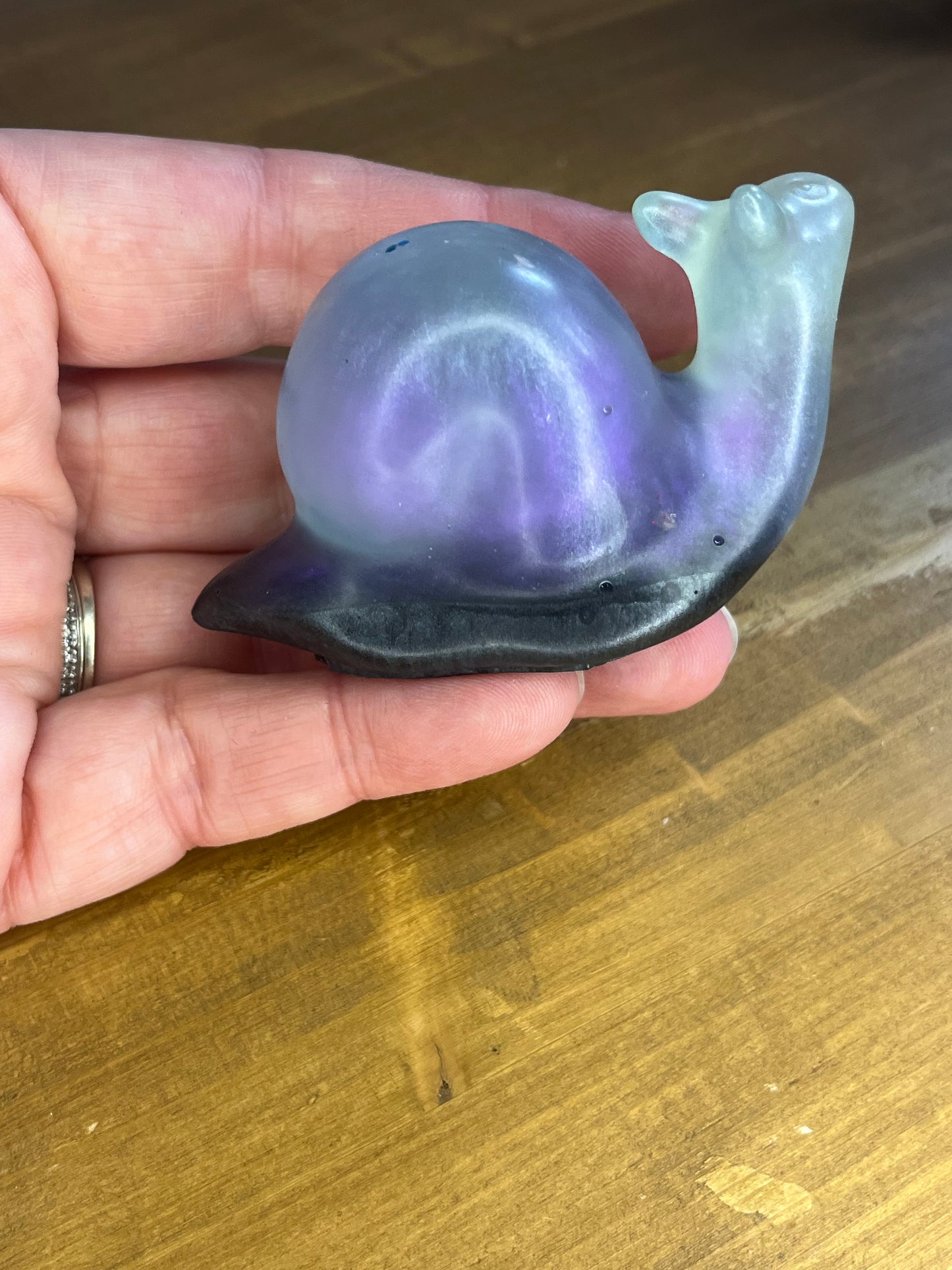 Handcrafted Resin Snail Figurine in Shades of Blue, Whimsical Collectible Gift for Nature Lovers, Handmade in UK