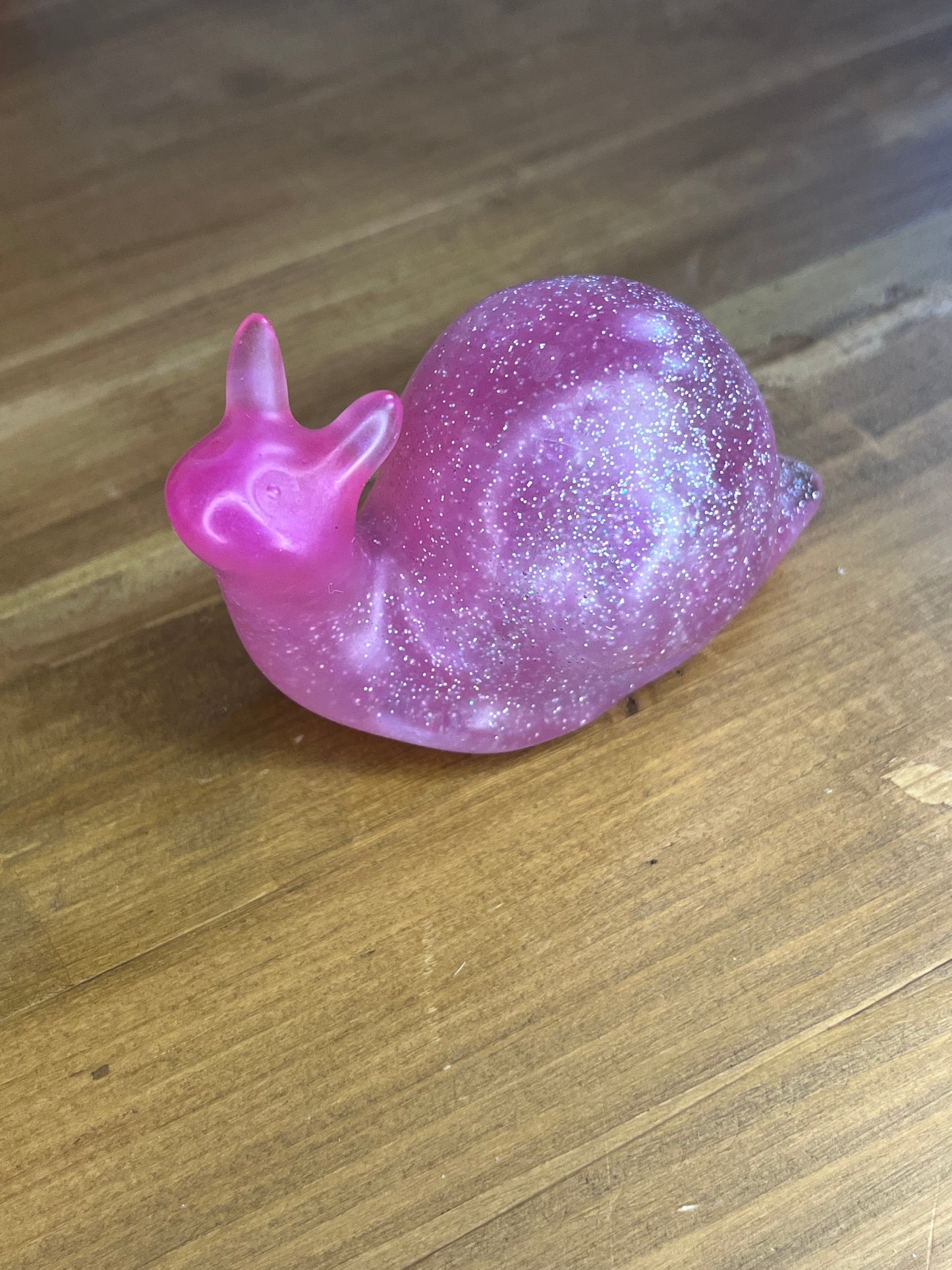Glittery Pink Snail Figurine, Decor for Home or Desk