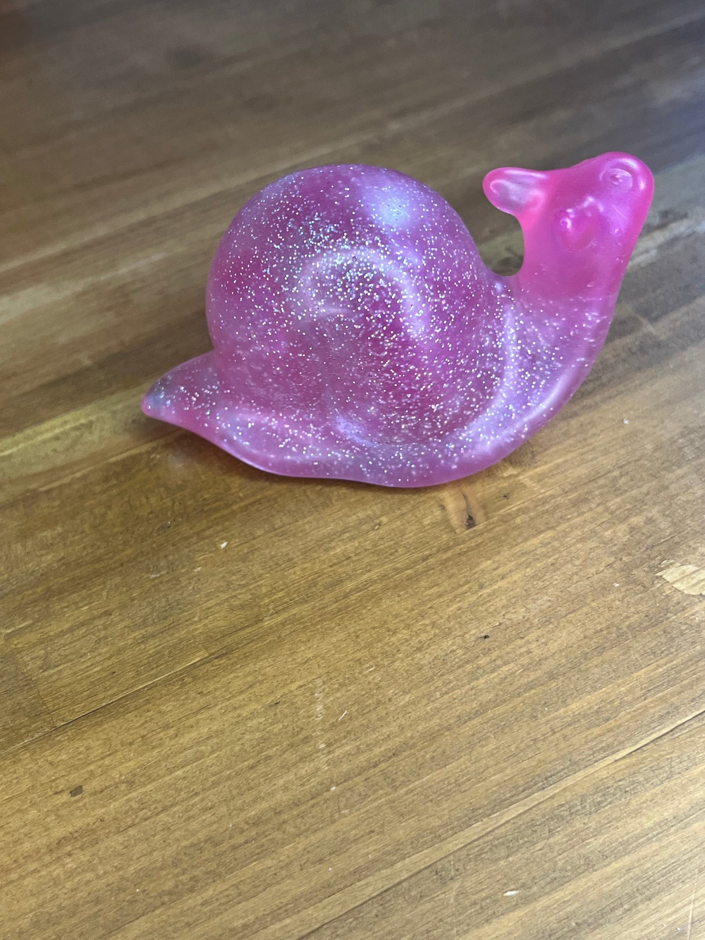 Glittery Pink Snail Figurine, Decor for Home or Desk