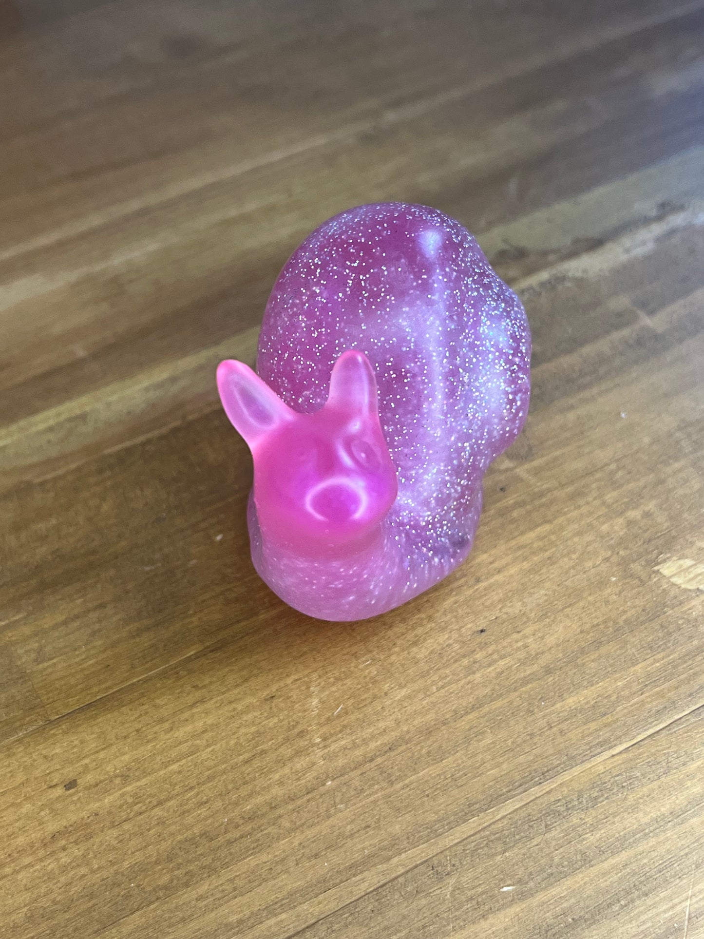 Glittery Pink Snail Figurine, Decor for Home or Desk