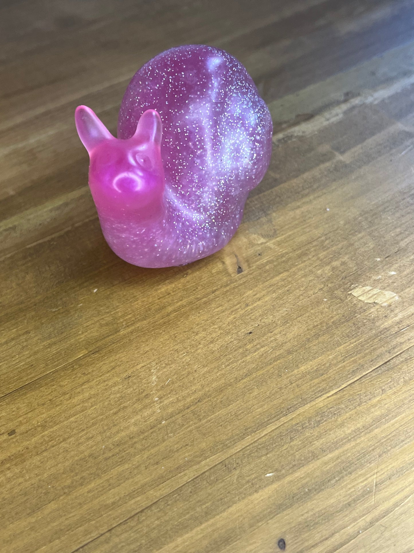 Glittery Pink Snail Figurine, Decor for Home or Desk