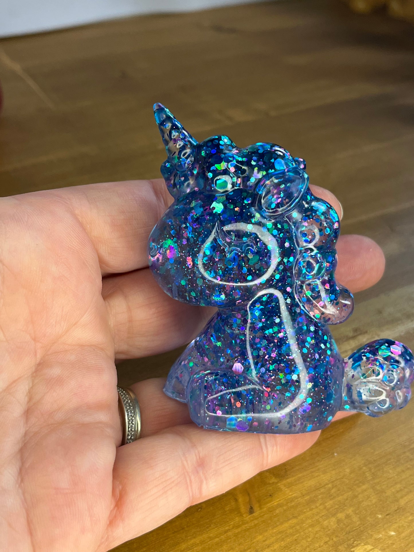 Glitter Unicorn Figurine, Resin home Decor, Sparkly Fantasy Collectible, Handmade Fairy Tale Gift
