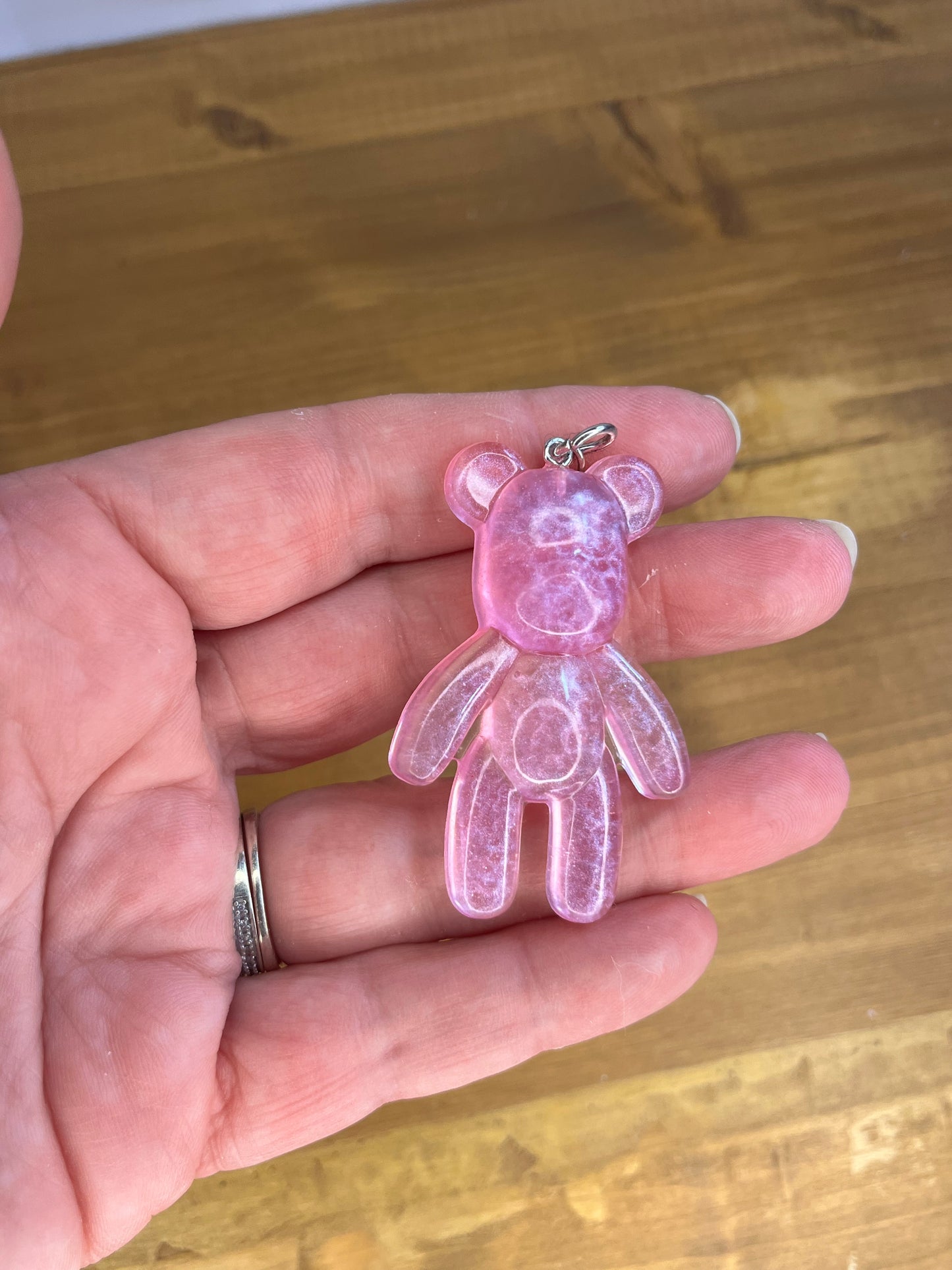Handmade Resin Teddy Bear Keyring, Beaded Keychain, Kids & animal Lover,  Colorful Pocket Pet Charm