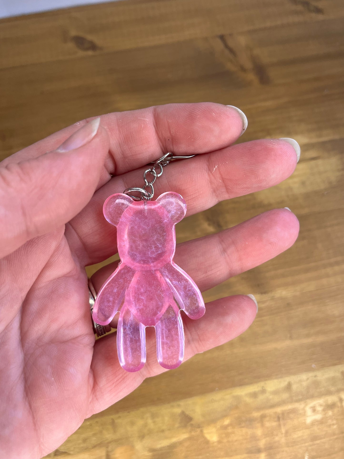 Handmade Resin Teddy Bear Keyring, Beaded Keychain, Kids & animal Lover,  Colorful Pocket Pet Charm
