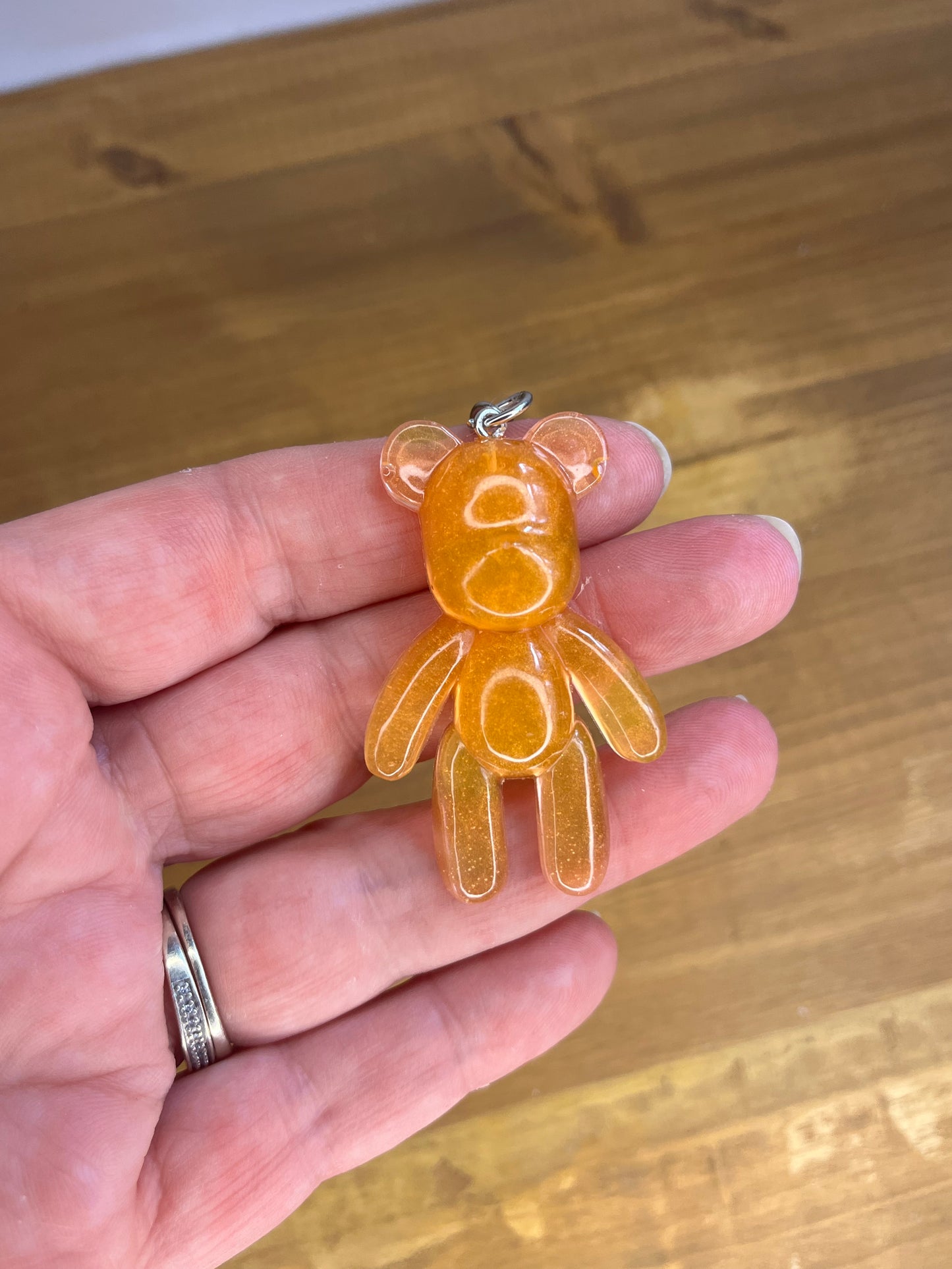 Handmade Resin Teddy Bear Keyring, Beaded Keychain, Kids & animal Lover,  Colorful Pocket Pet Charm