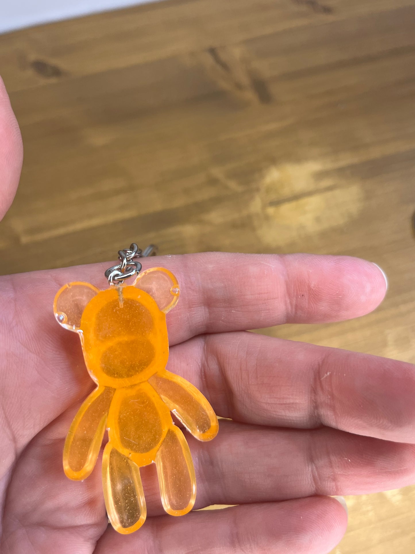 Handmade Resin Teddy Bear Keyring, Beaded Keychain, Kids & animal Lover,  Colorful Pocket Pet Charm