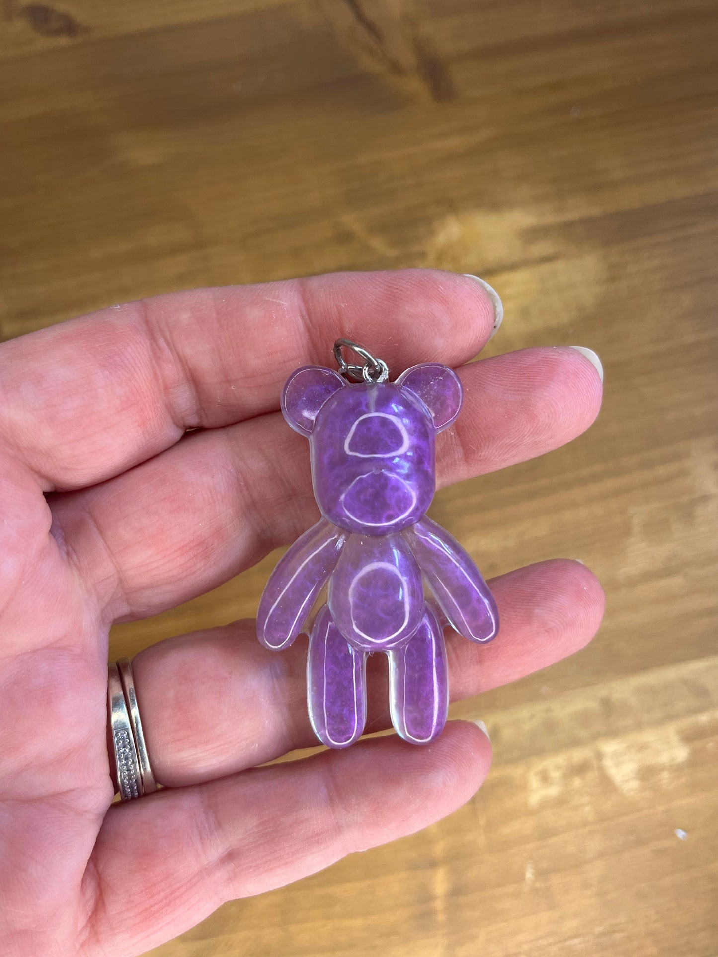 Handmade Resin Teddy Bear Keyring, Beaded Keychain, Kids & animal Lover,  Colorful Pocket Pet Charm