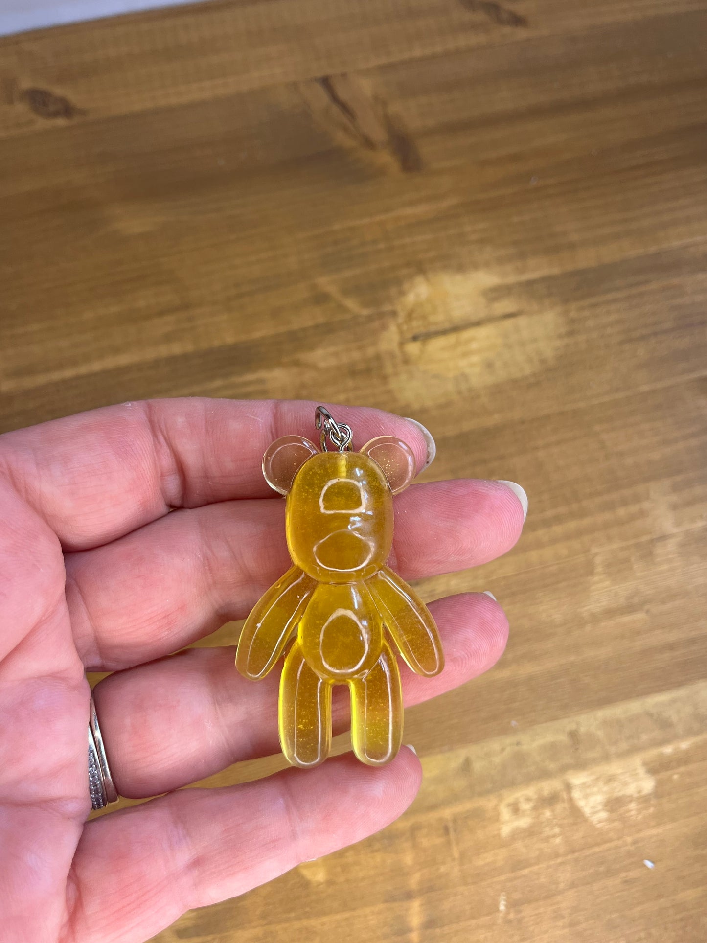 Handmade Resin Teddy Bear Keyring, Beaded Keychain, Kids & animal Lover,  Colorful Pocket Pet Charm