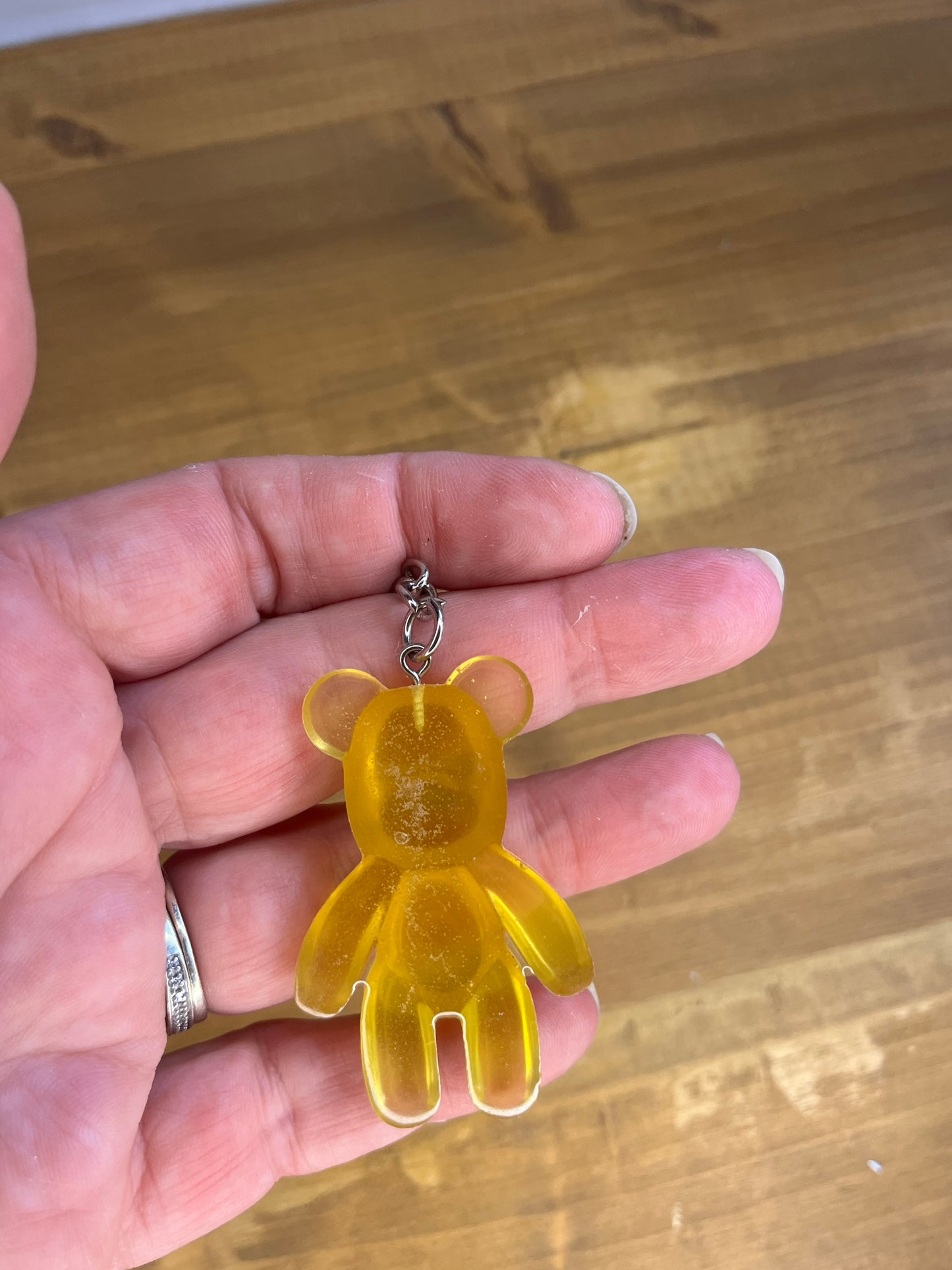 Handmade Resin Teddy Bear Keyring, Beaded Keychain, Kids & animal Lover,  Colorful Pocket Pet Charm