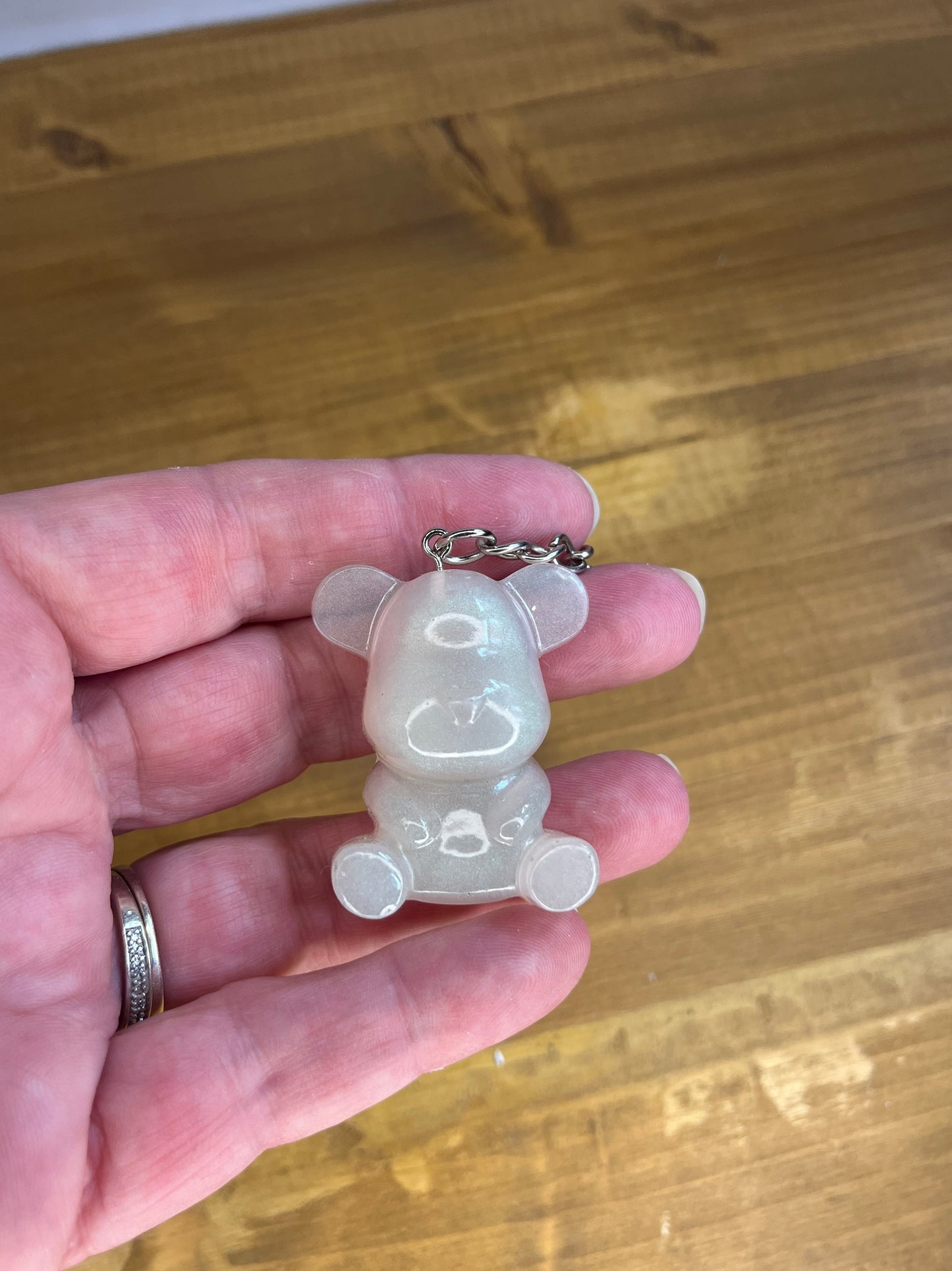 Handmade Resin Teddy Bear Keyring, Beaded Keychain, Kids & animal Lover,  Colorful Pocket Pet Charm