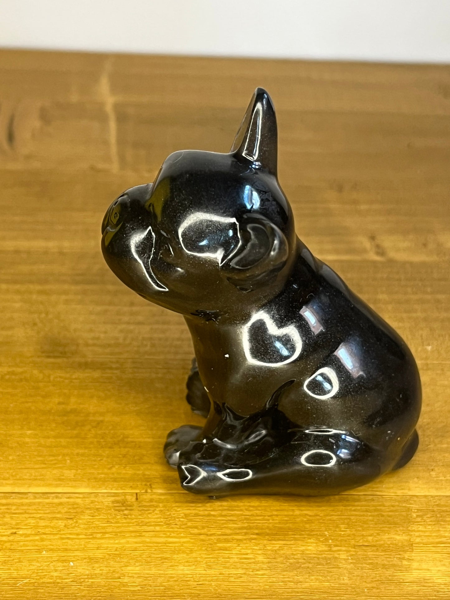 Black French Bulldog Resin Figurine, Handmade Mini Pet, Desk Buddy, Collectible Pocket Animal