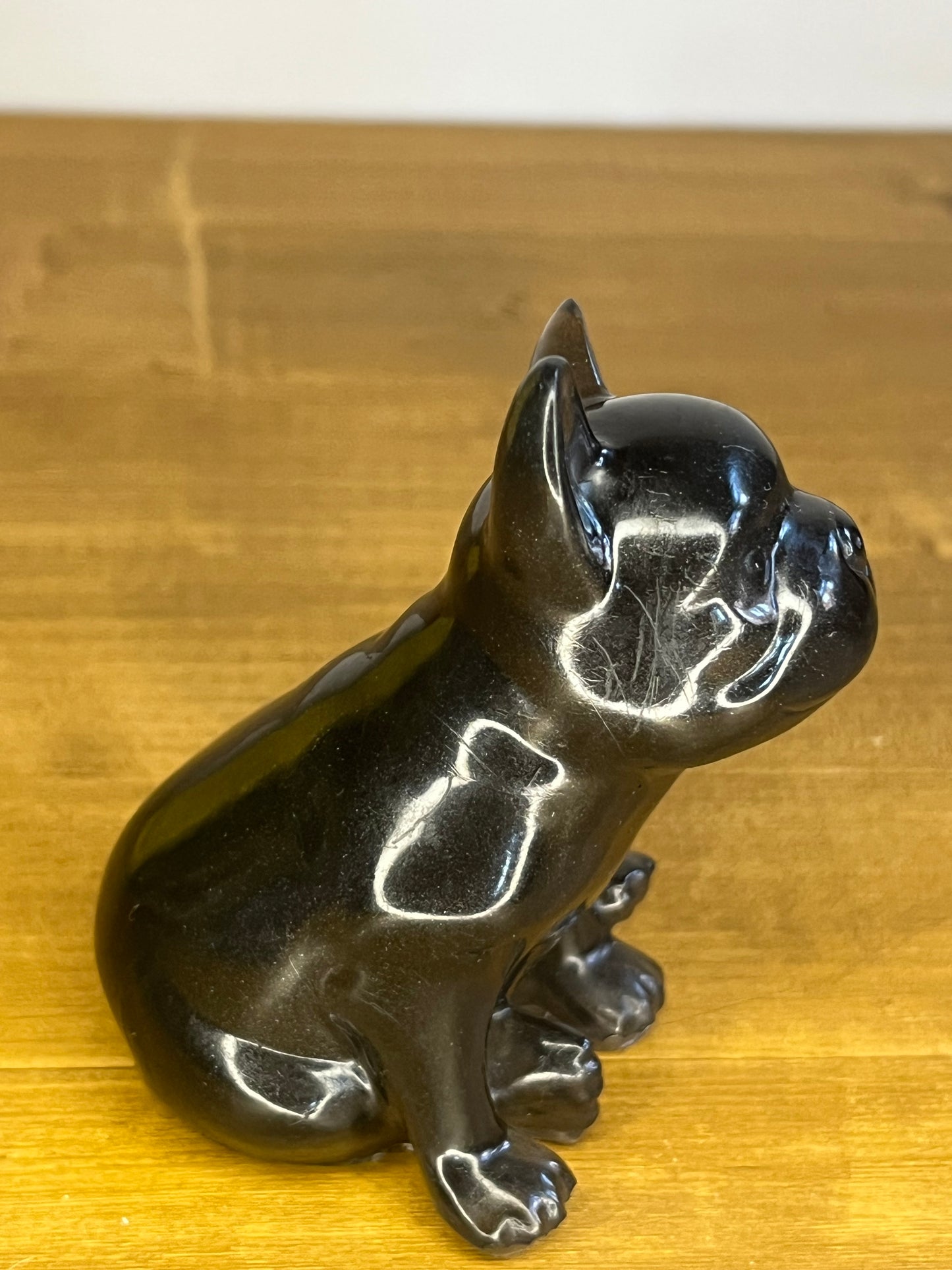 Black French Bulldog Resin Figurine, Handmade Mini Pet, Desk Buddy, Collectible Pocket Animal