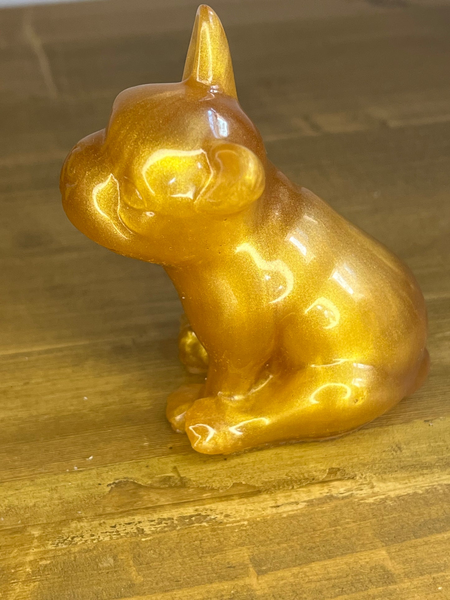 Gold resin French Bulldog figurine