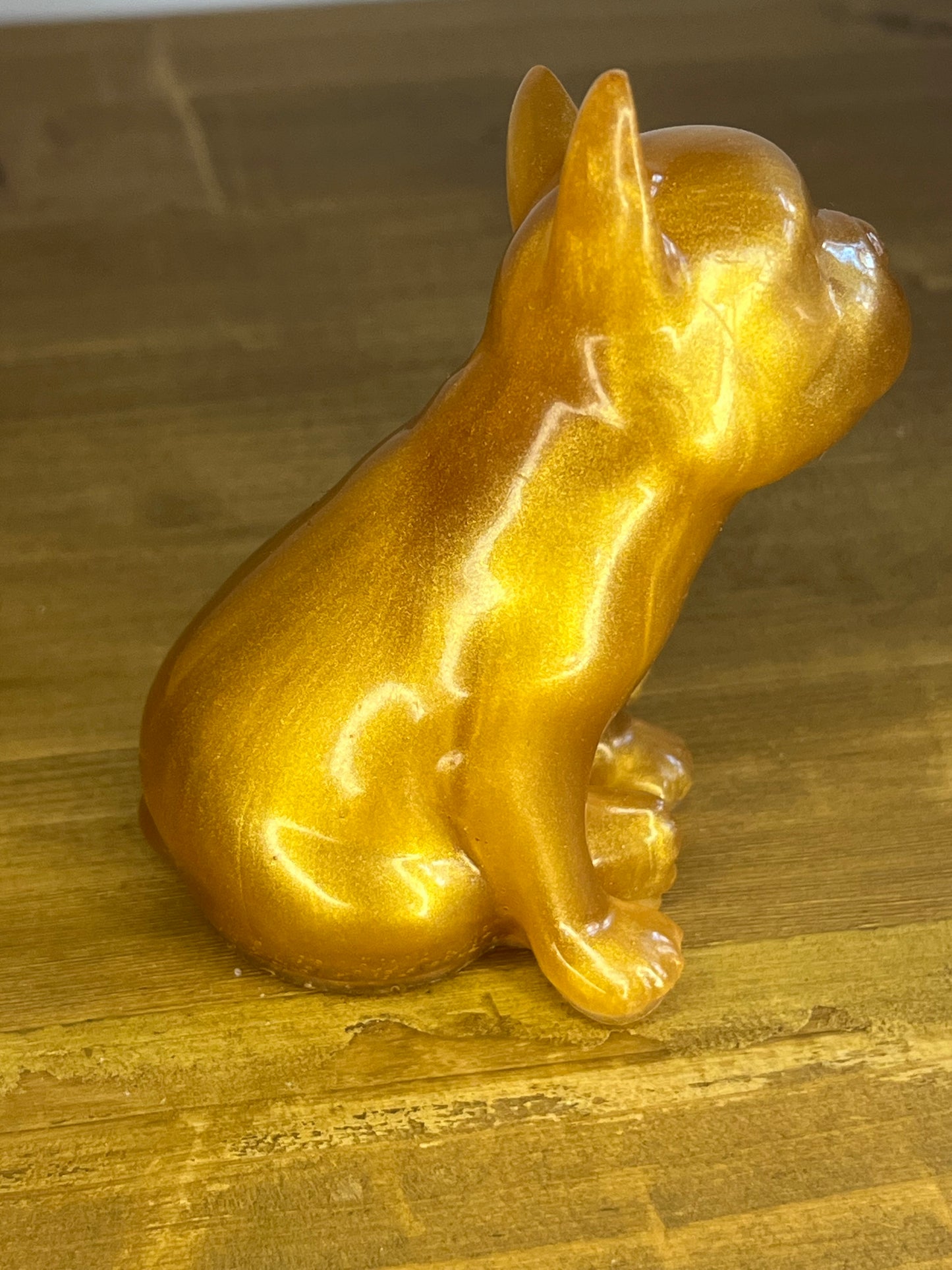 Gold resin French Bulldog figurine
