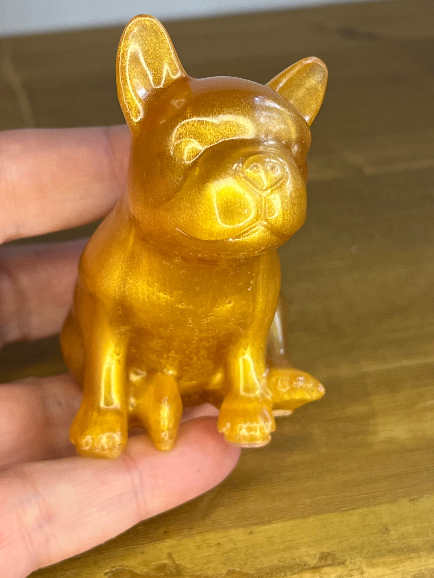 Gold resin French Bulldog figurine