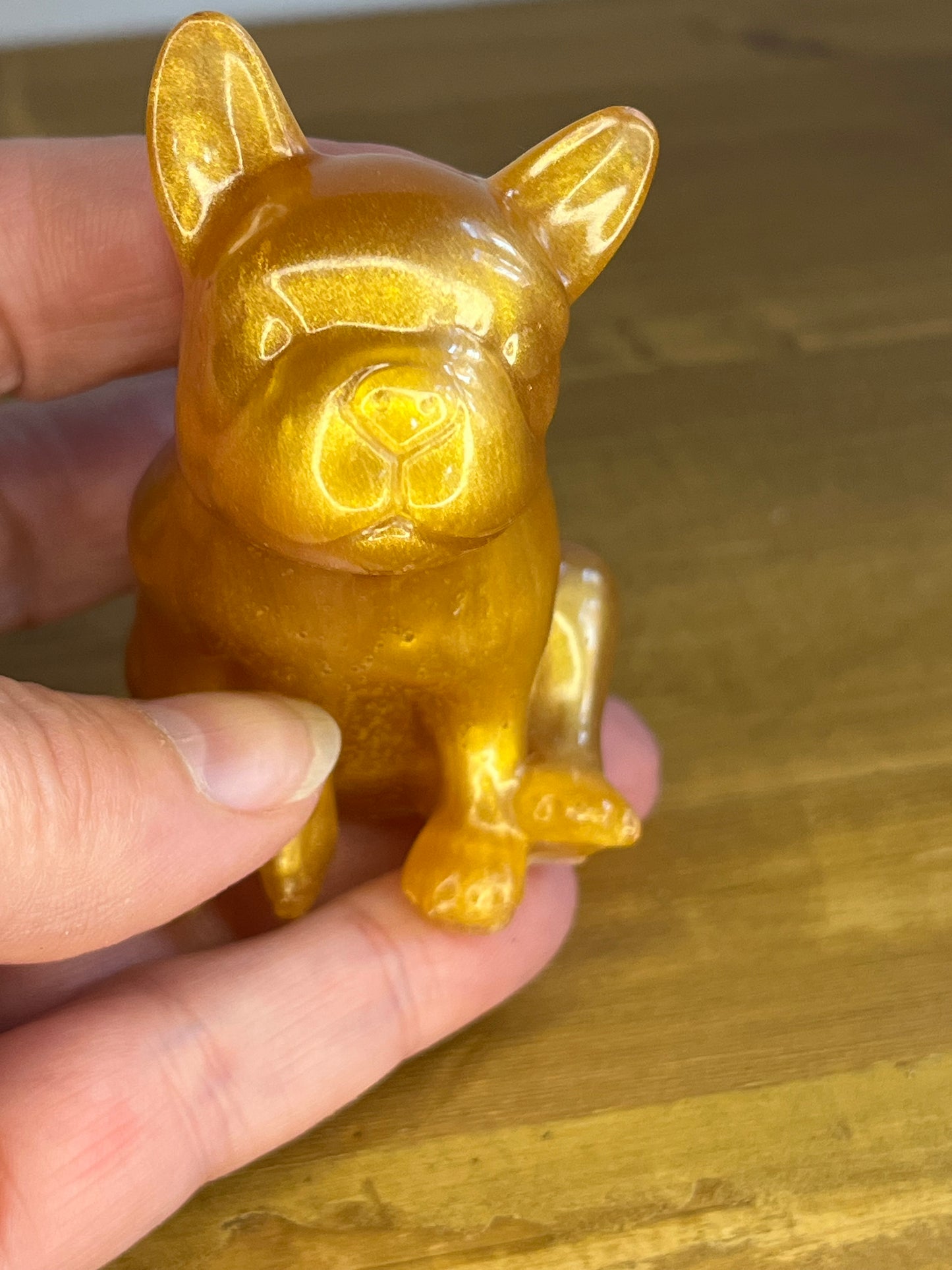 Gold resin French Bulldog figurine