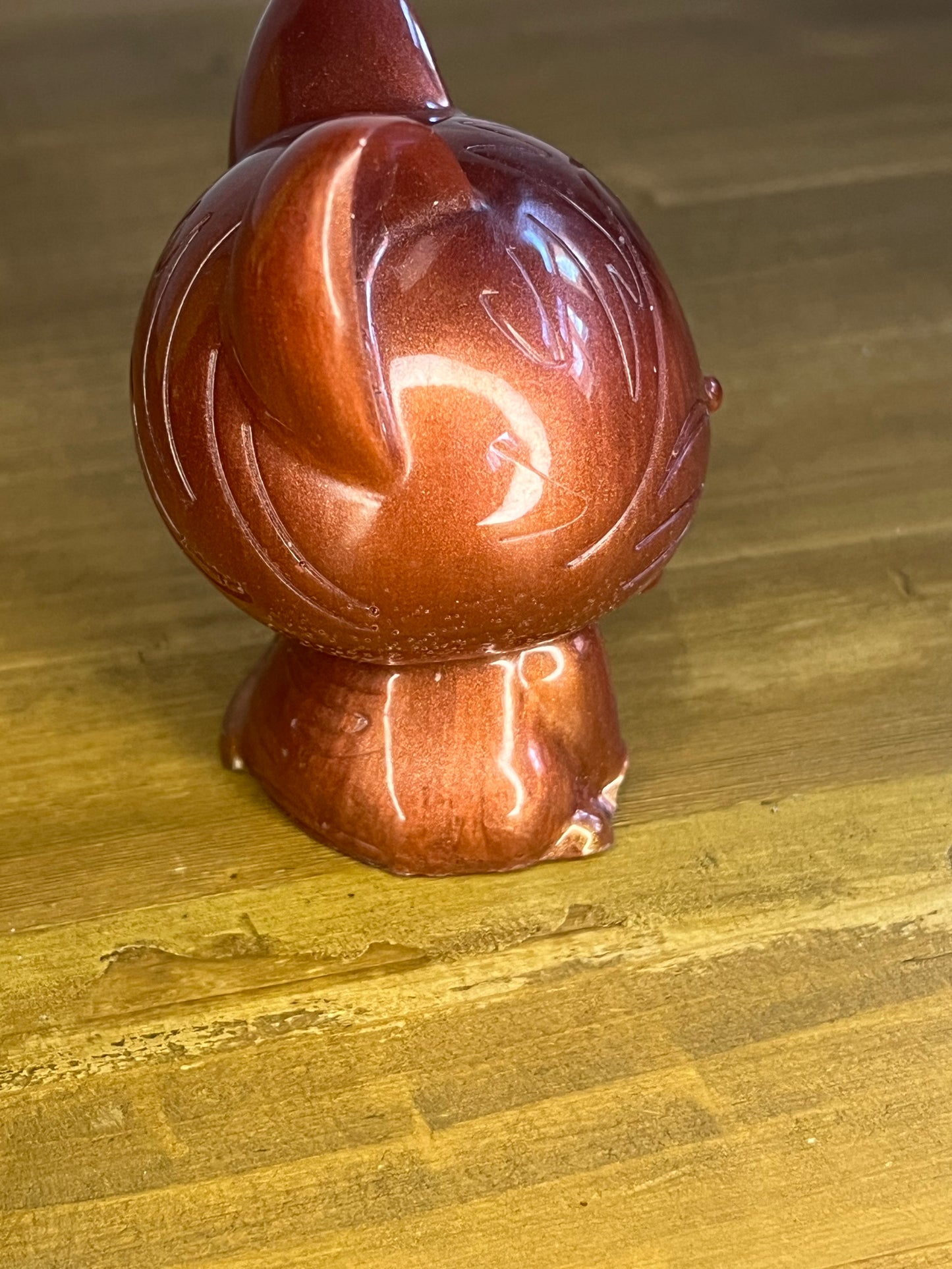 Bronze coloured resin lucky cat figurine, collectible desk buddy, miniature pocket pet, anxiety aid,