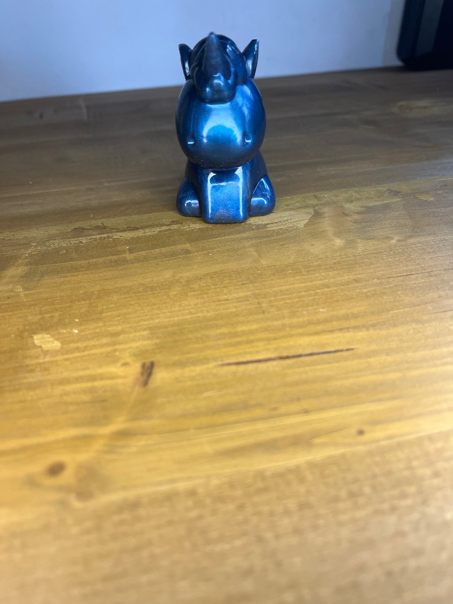Blue resin unicorn figure, handmade fantasy animal, collectible pocket pet, anxiety aid, mindful gift,