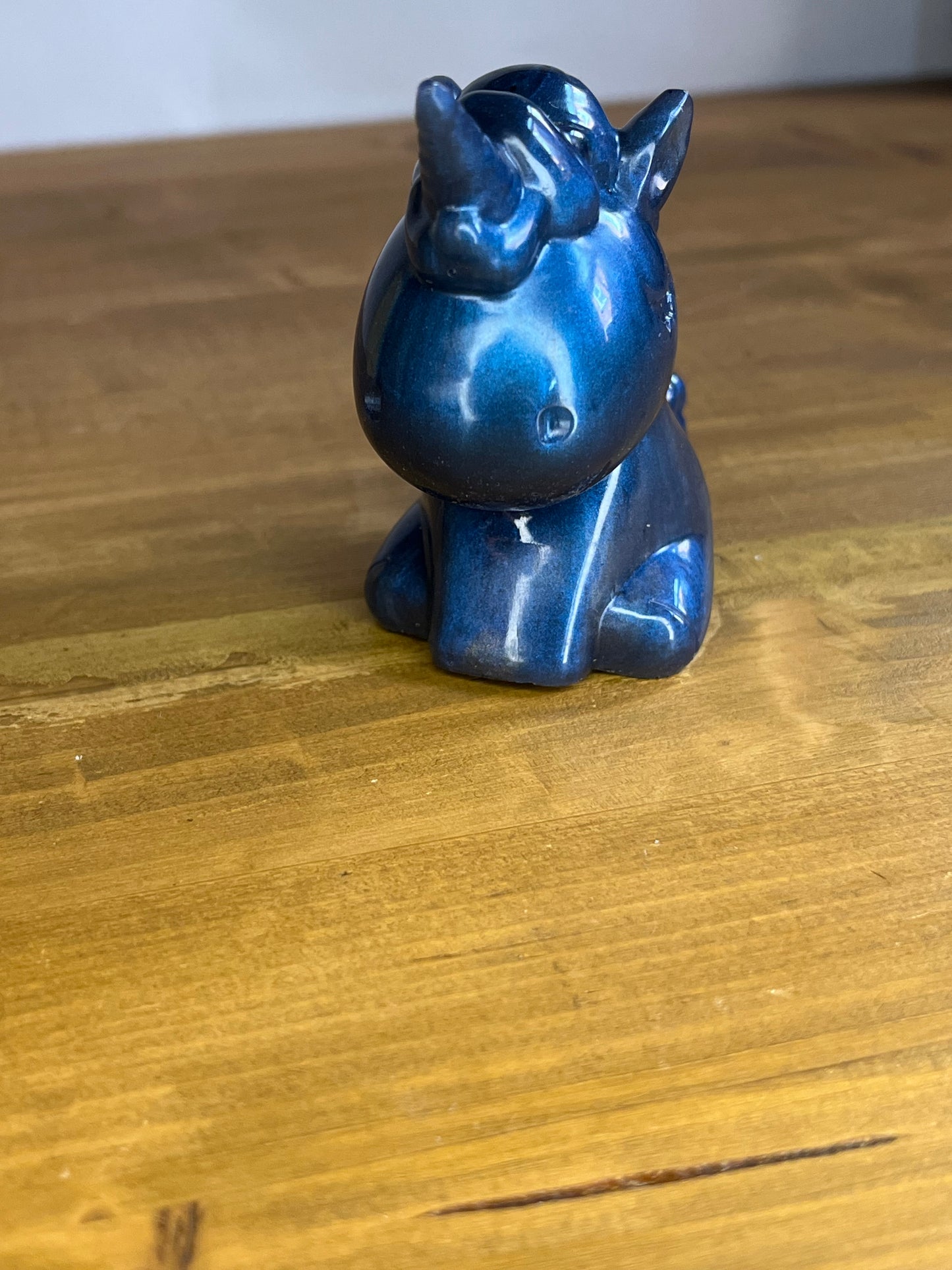 Blue resin unicorn figure, handmade fantasy animal, collectible pocket pet, anxiety aid, mindful gift,