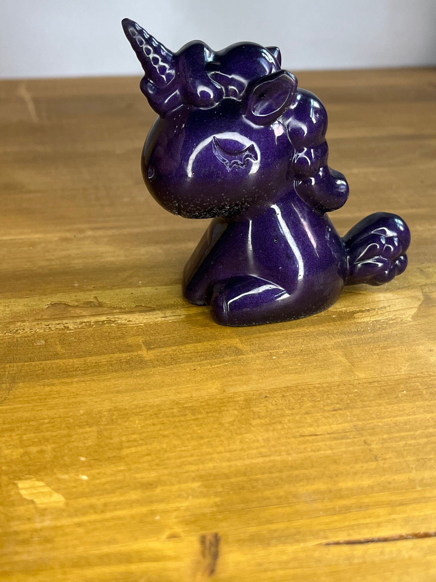 Purple Resin Unicorn Figure, Handmade Fantasy Decor, Collectible Gift