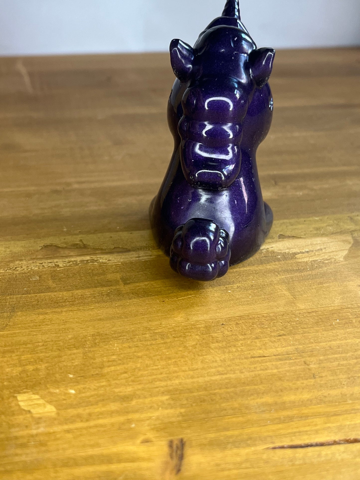 Purple Resin Unicorn Figure, Handmade Fantasy Decor, Collectible Gift