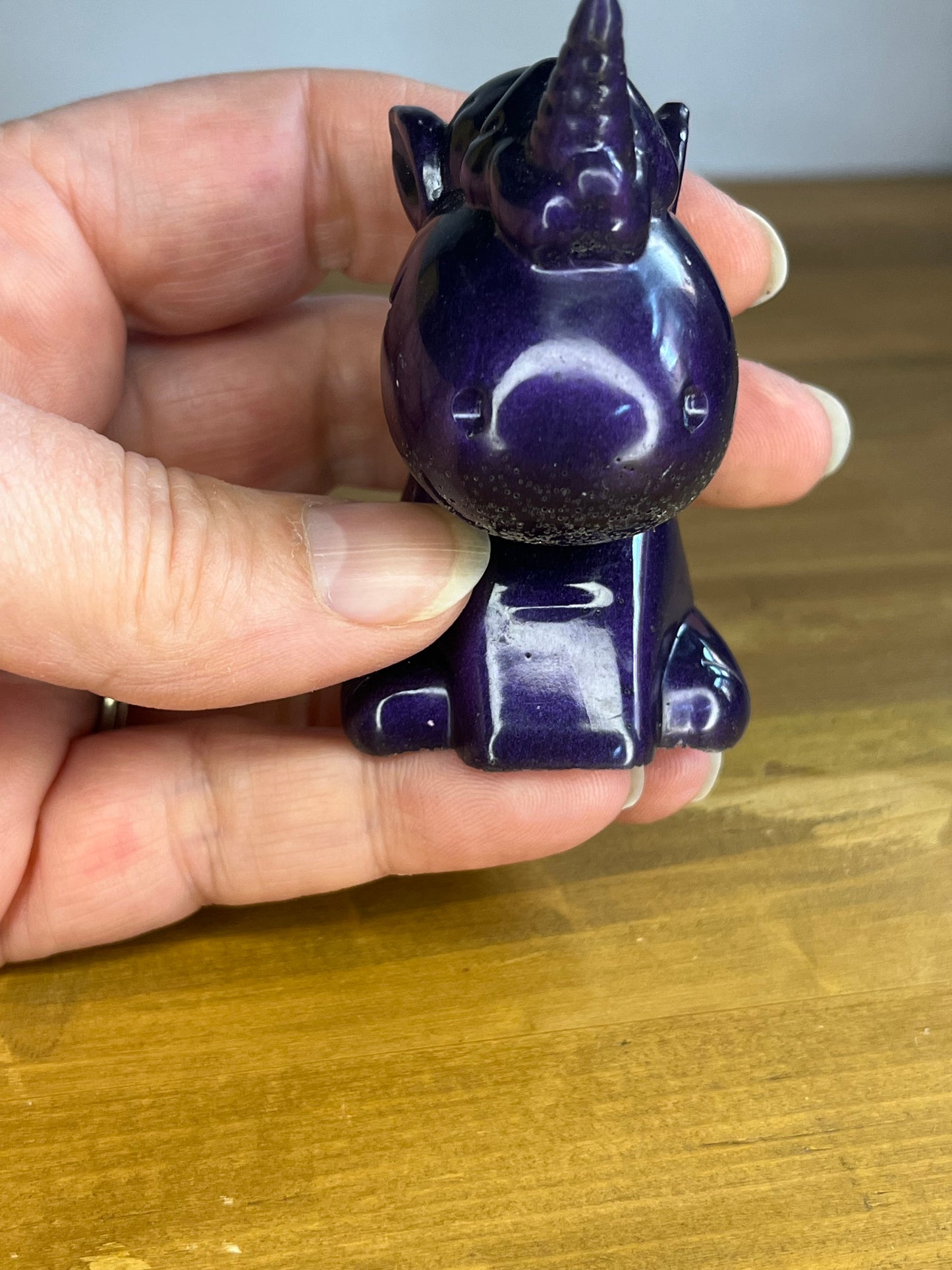 Purple Resin Unicorn Figure, Handmade Fantasy Decor, Collectible Gift