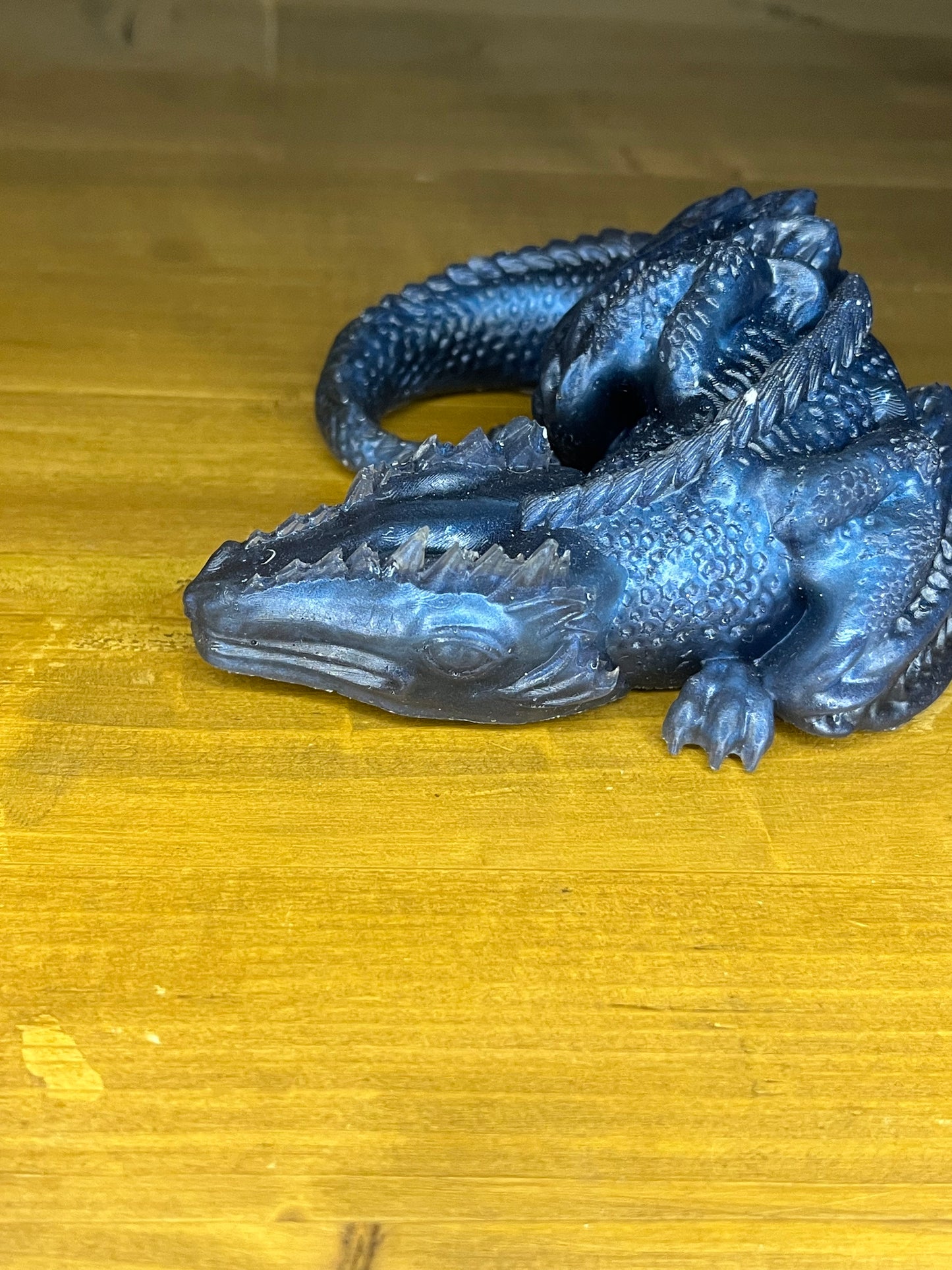 Sleeping Blue Resin Dragon figure, Mythical Creature Desk Buddy, Collectible Figurine