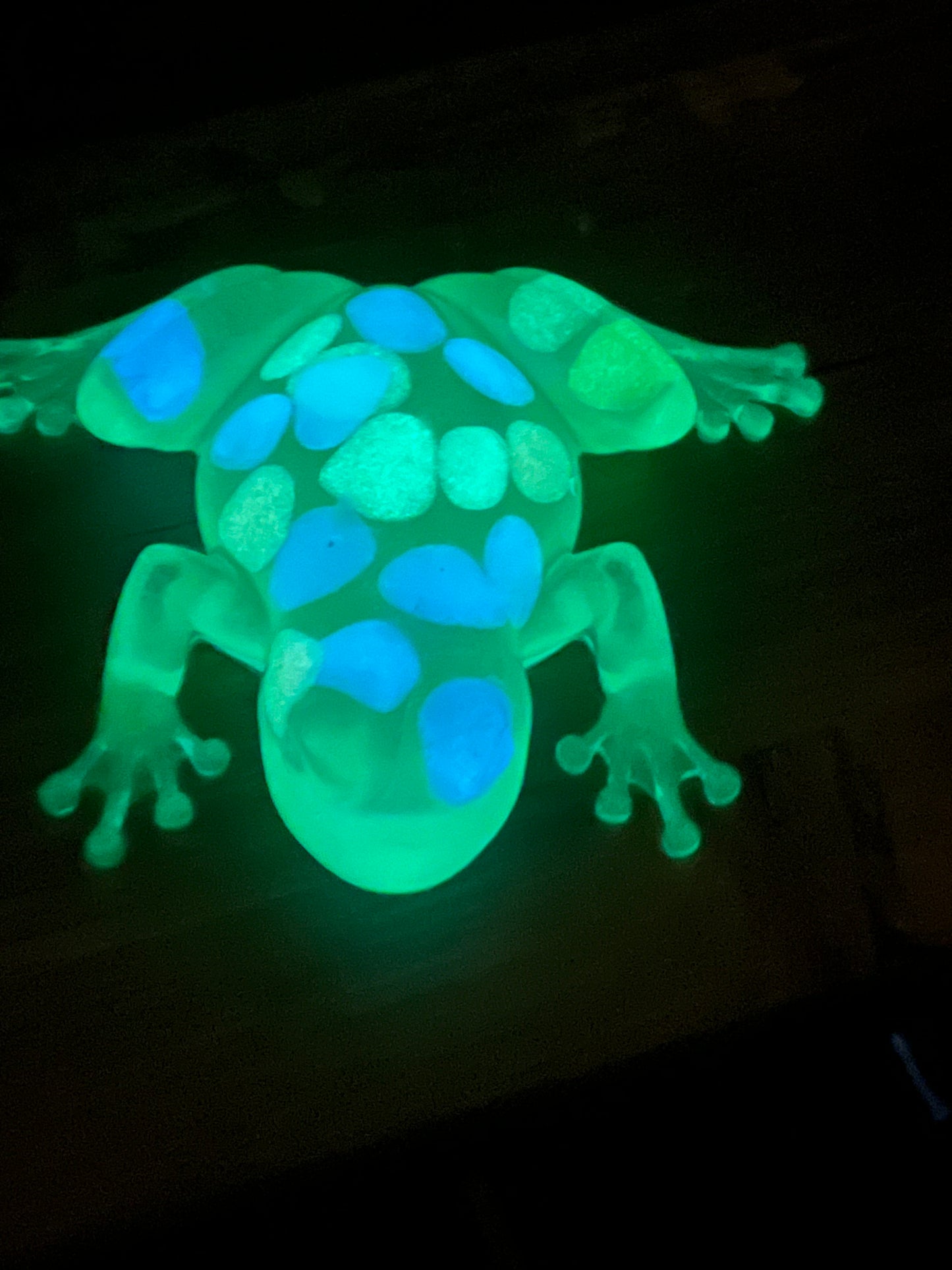 Glow in the Dark Spotted Green Resin Frog, Quirky Collectible Desk Buddy, Miniature Pet,