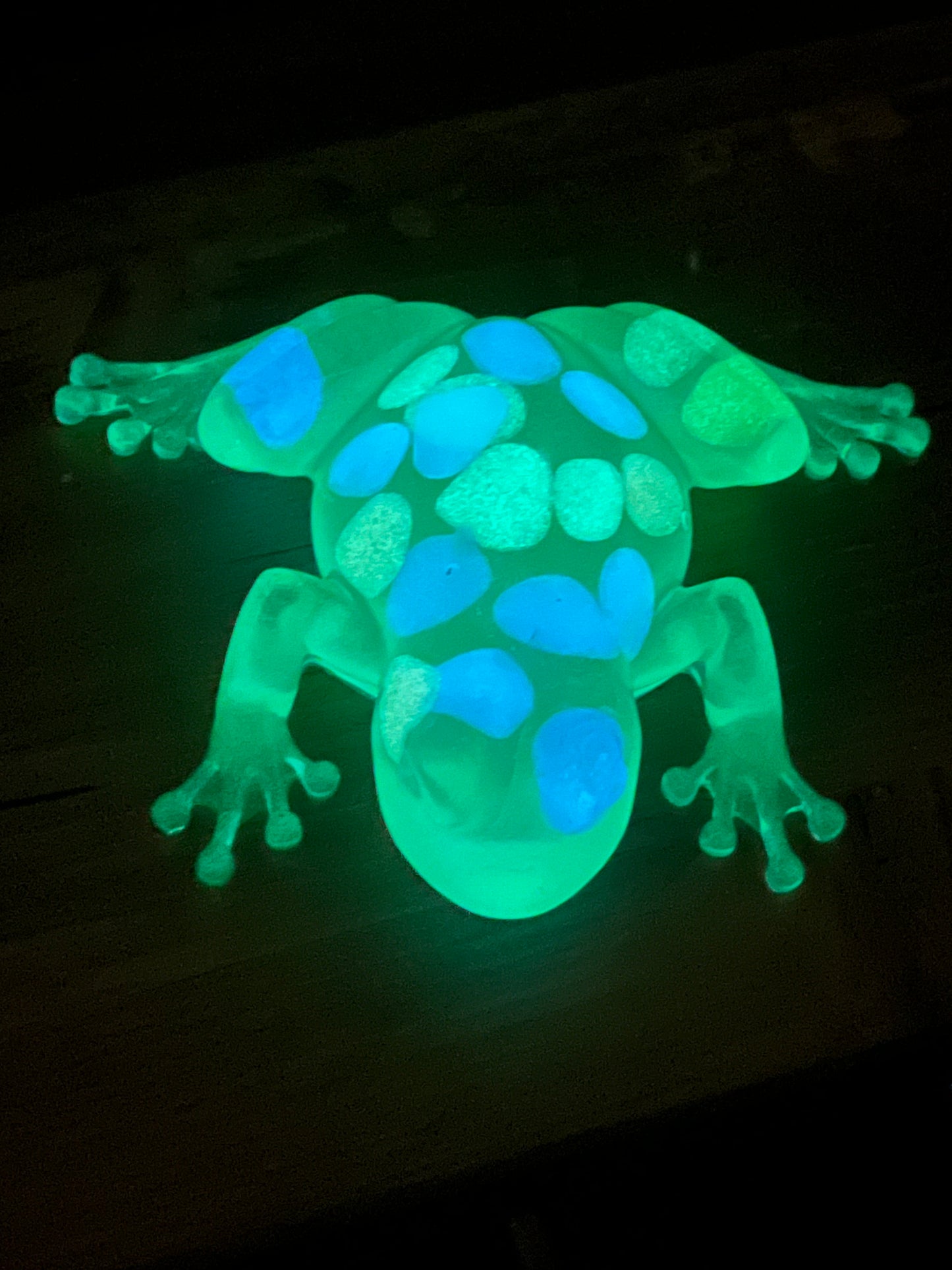 Glow in the Dark Spotted Green Resin Frog, Quirky Collectible Desk Buddy, Miniature Pet,