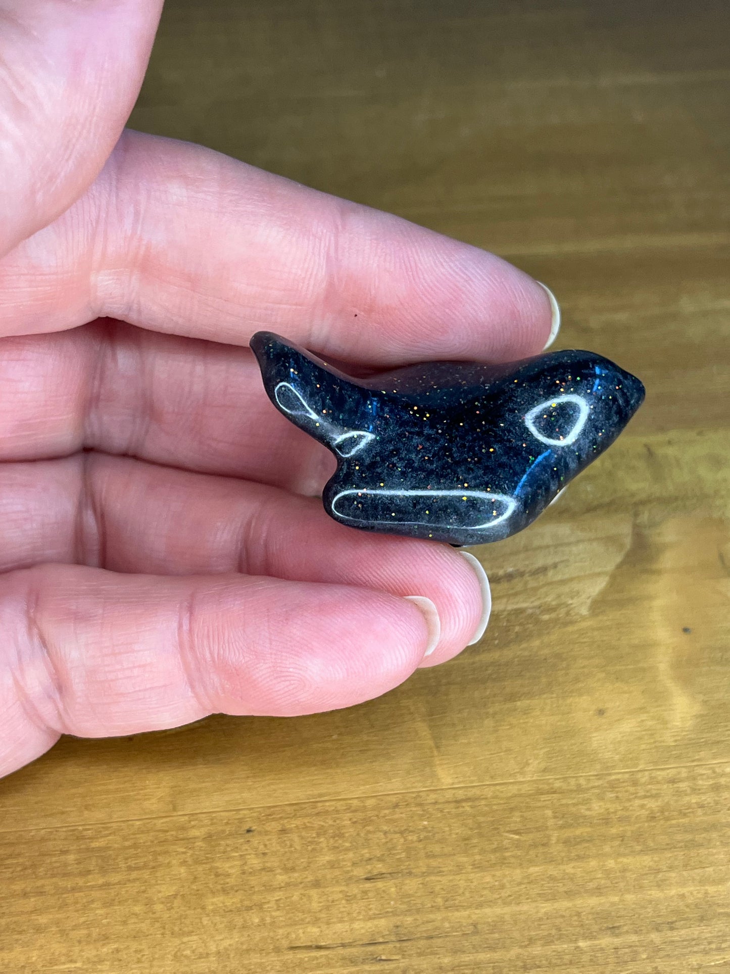 Resin Bird Figurines Black Glitter, Pocket Pets Stress Relief Accessories, Hugs for Anxiety ADHD