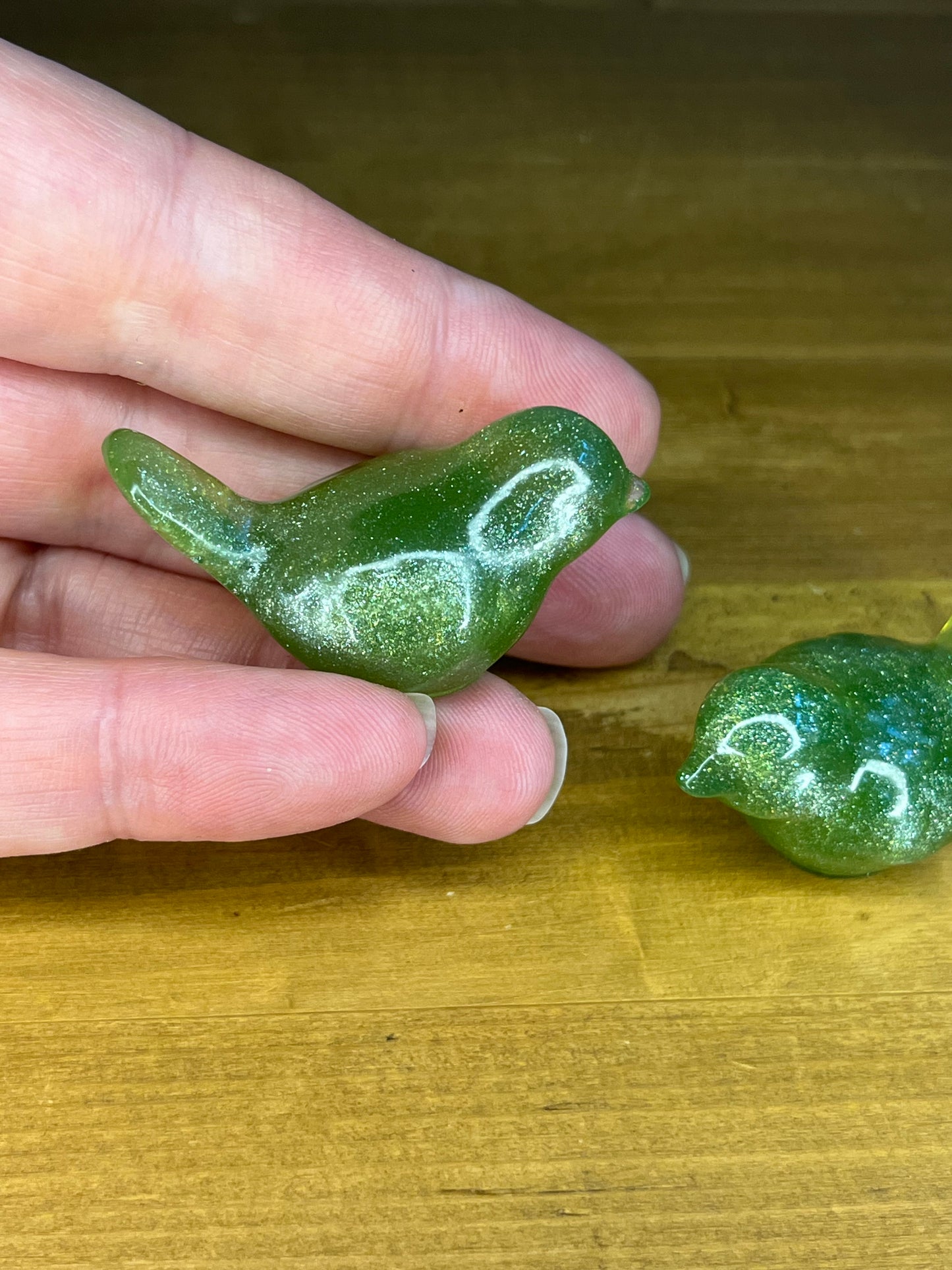 Small resin bird figurines, handmade mini pocket companions, desktop buddy, collectible gift
