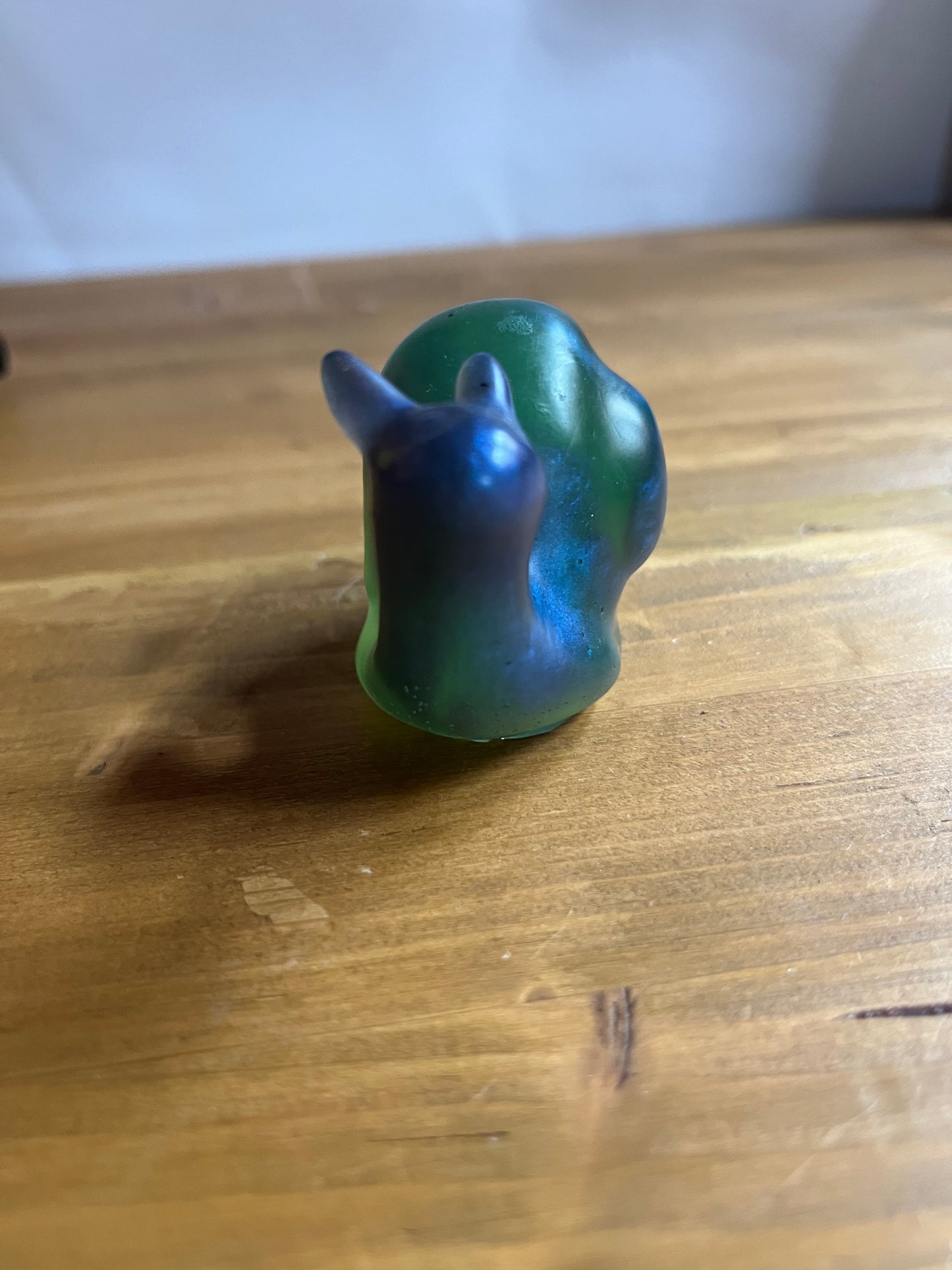 Glow In The Dark Blue Green Resin Snail Figurine, Home Decor