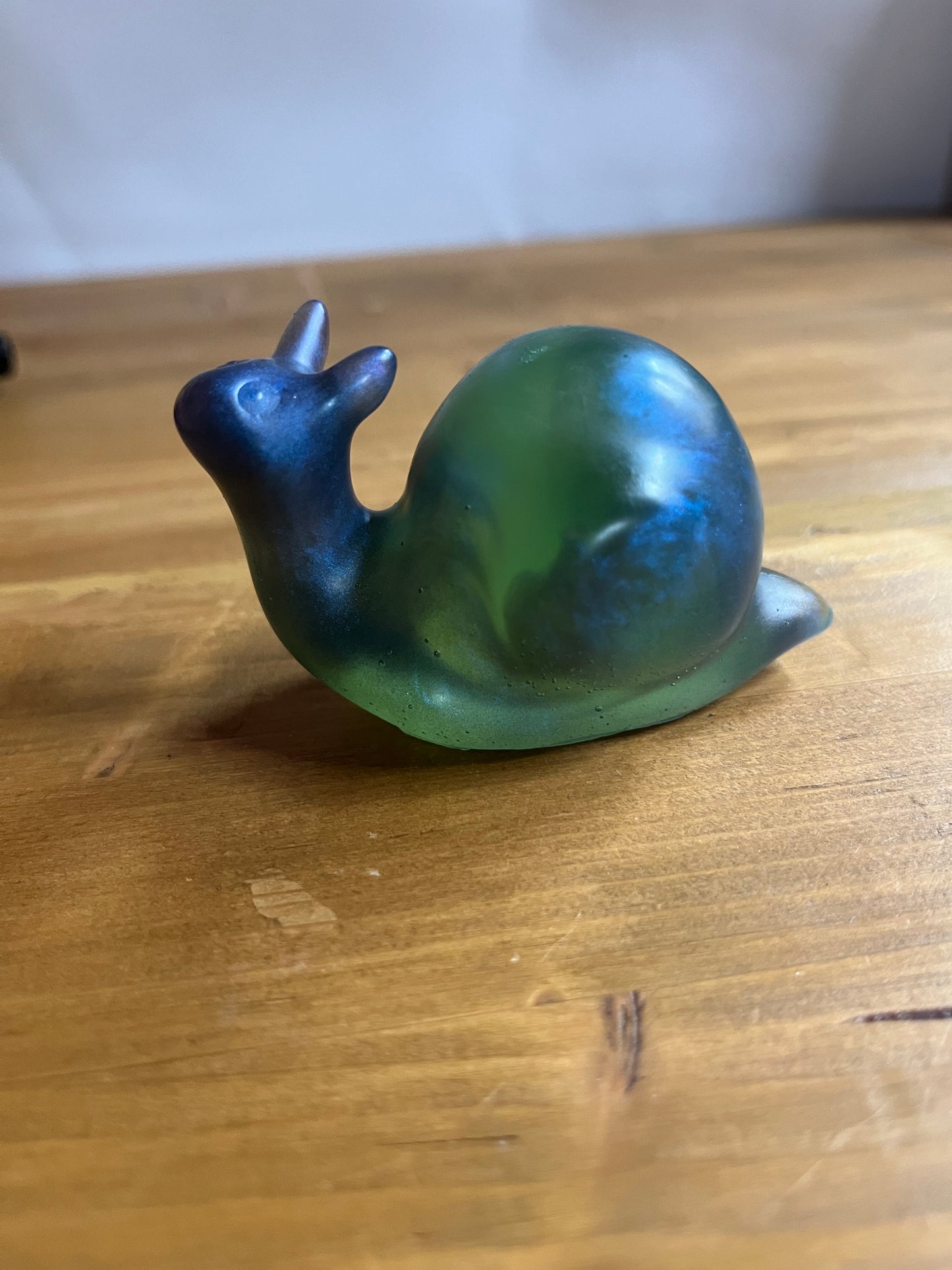 Glow In The Dark Blue Green Resin Snail Figurine, Home Decor