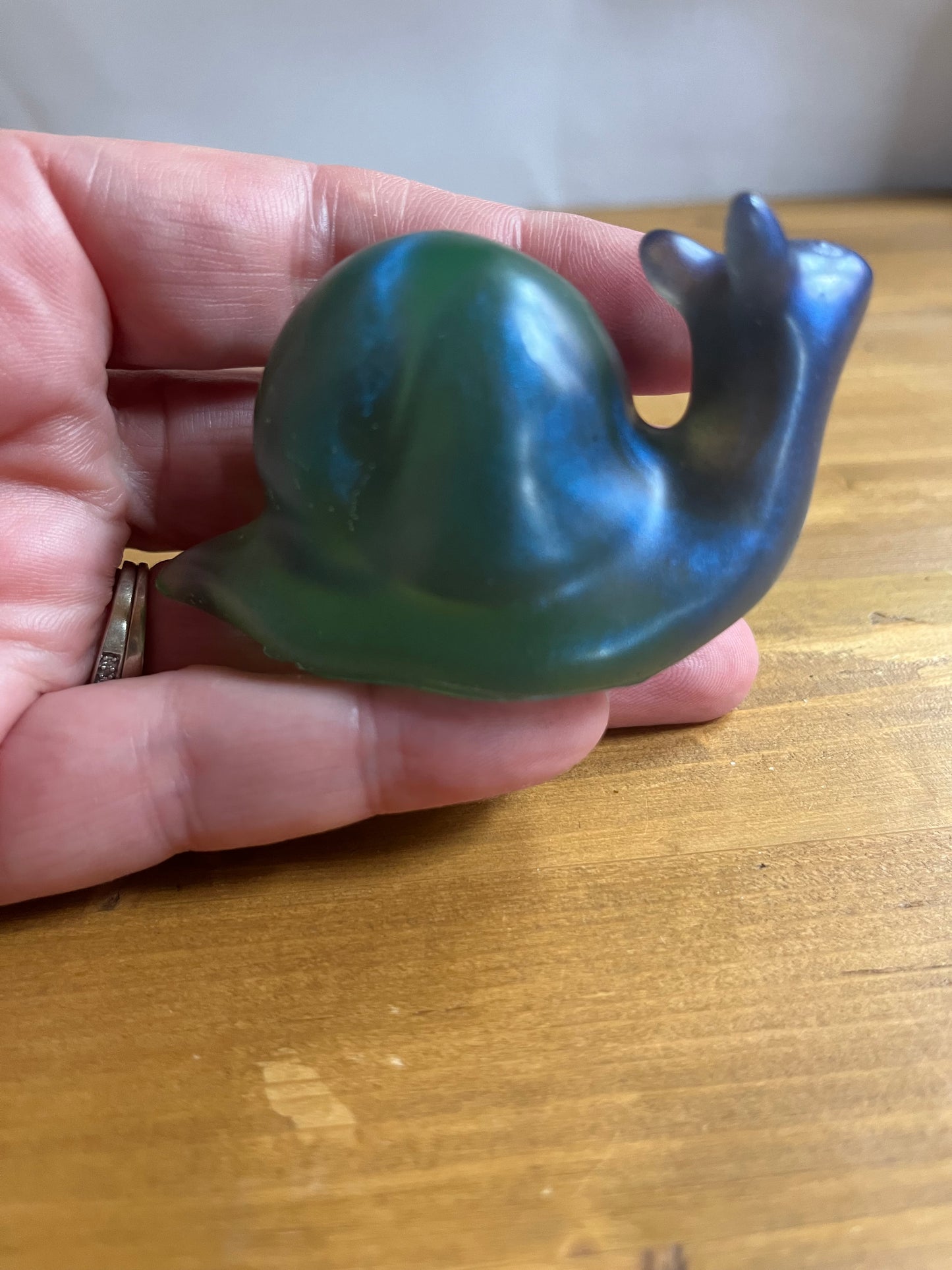 Glow In The Dark Blue Green Resin Snail Figurine, Home Decor